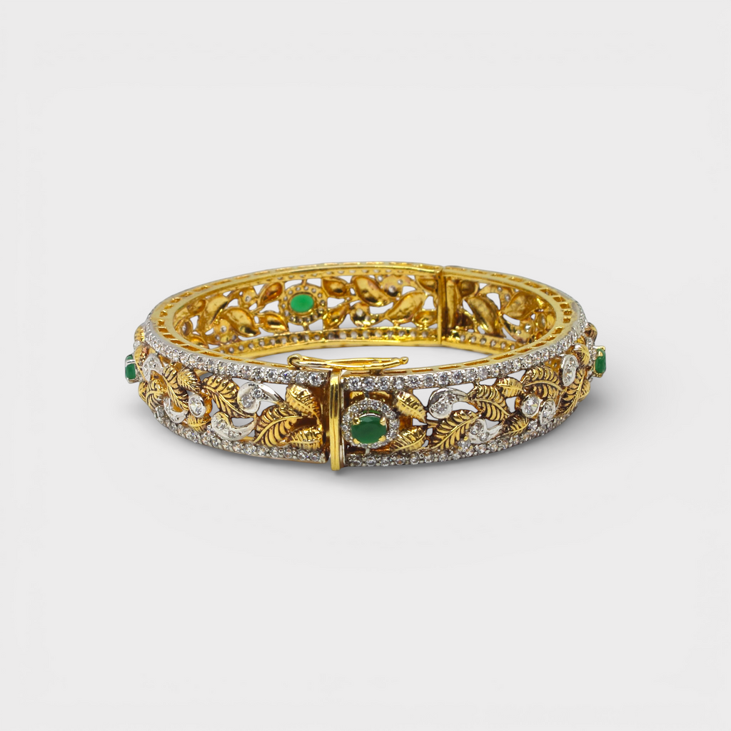 Emerald Leaf Filigree Bangle
