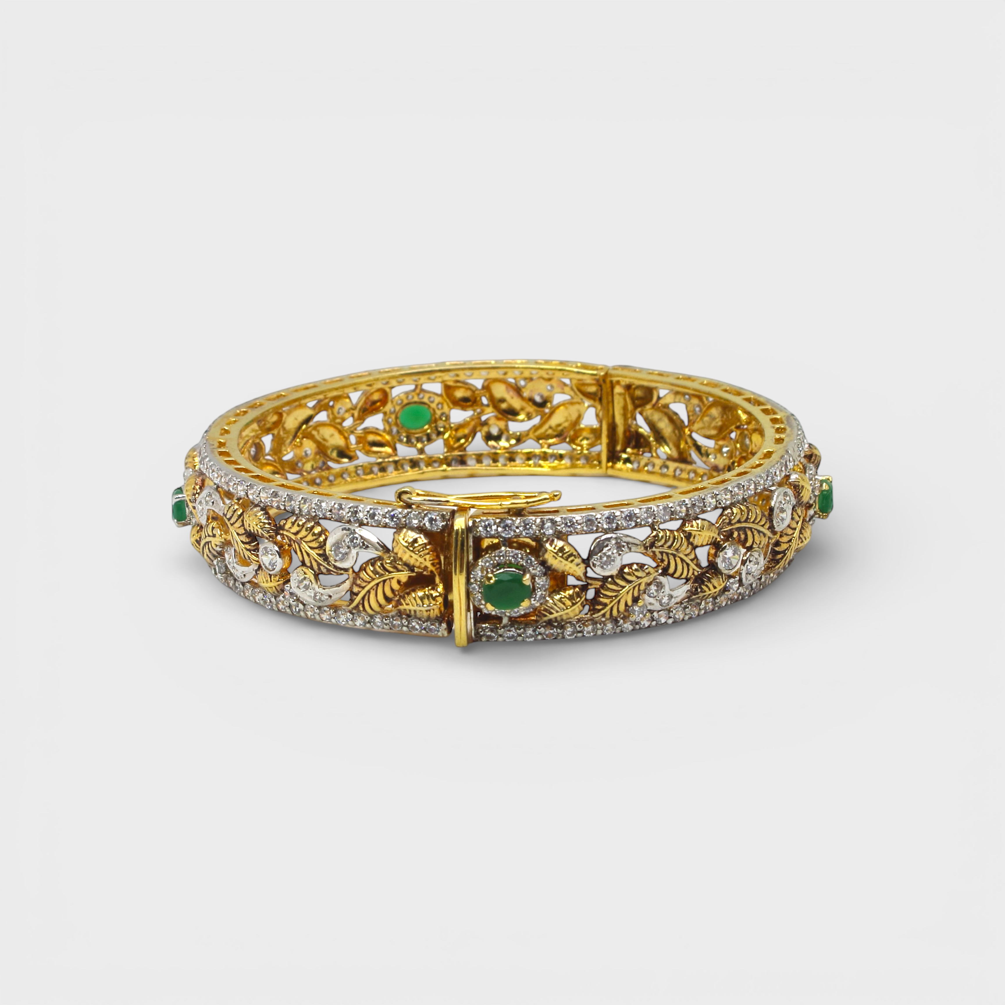 Emerald Leaf Filigree Bangle