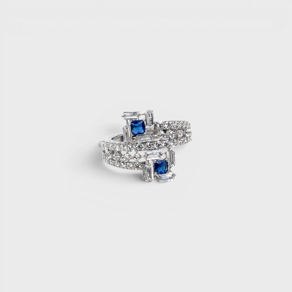 Sapphire Deco Bypass Ring