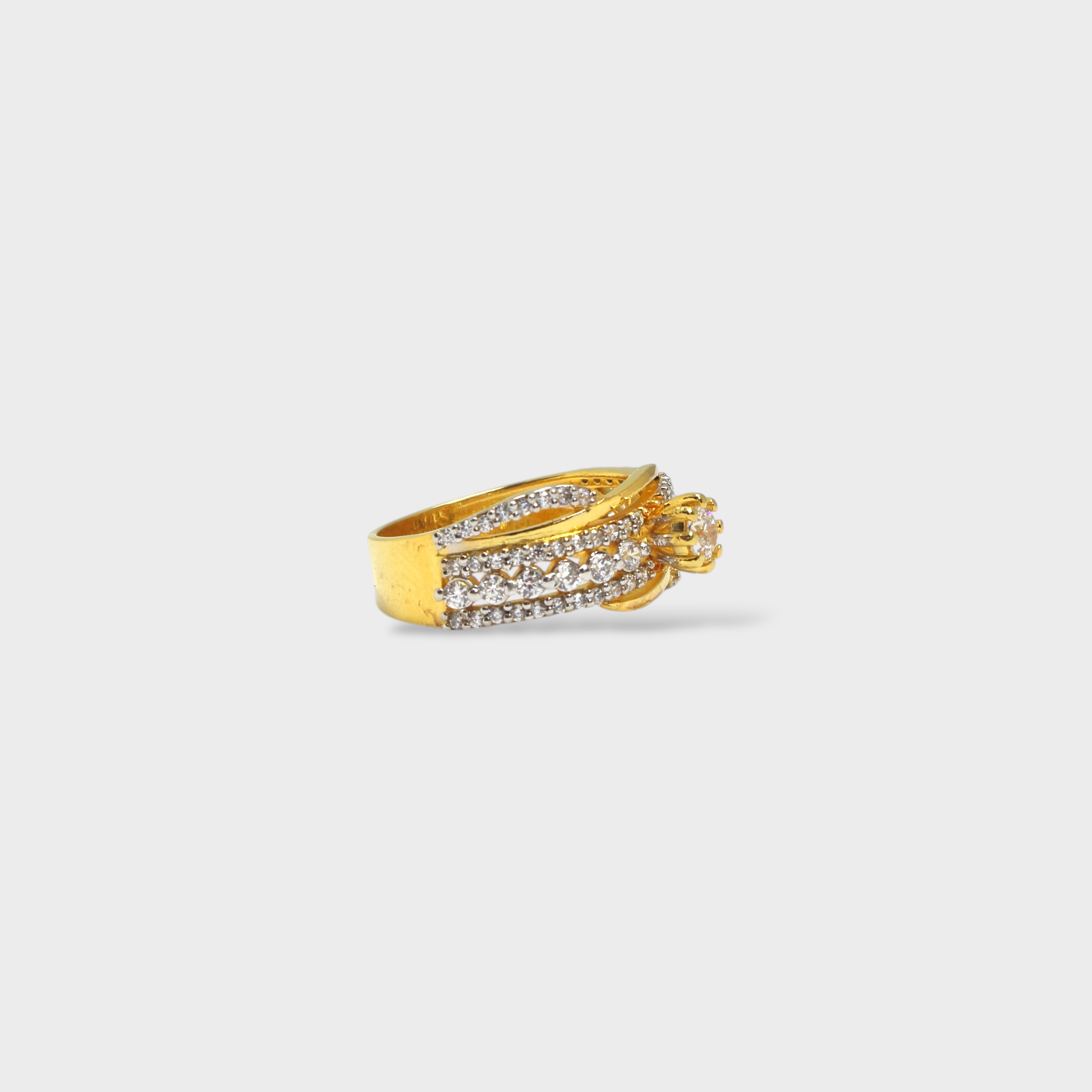Golden Crisscross Sparkle Cocktail Ring