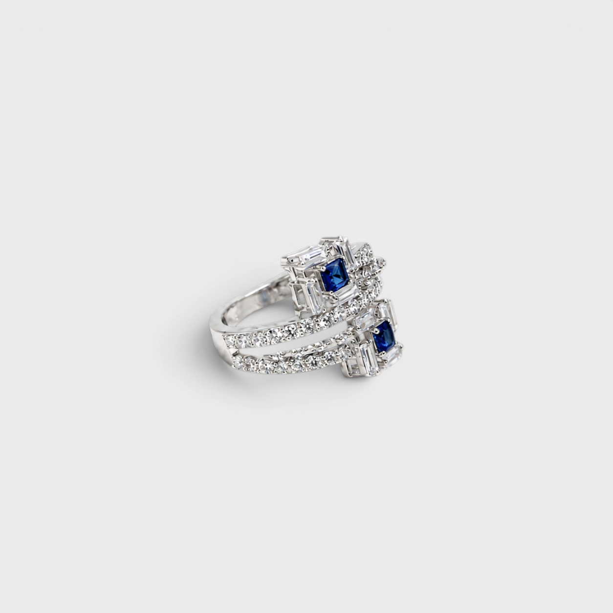 Sapphire Deco Bypass Ring