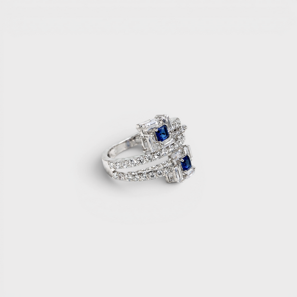 Sapphire Deco Bypass Ring