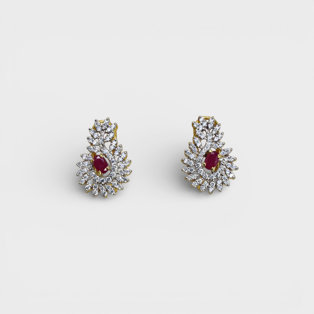 Ruby Floral Petal Drop Earrings