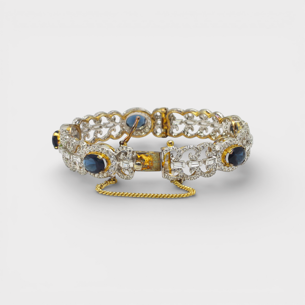Blue Sapphire Open Lattice Bangle