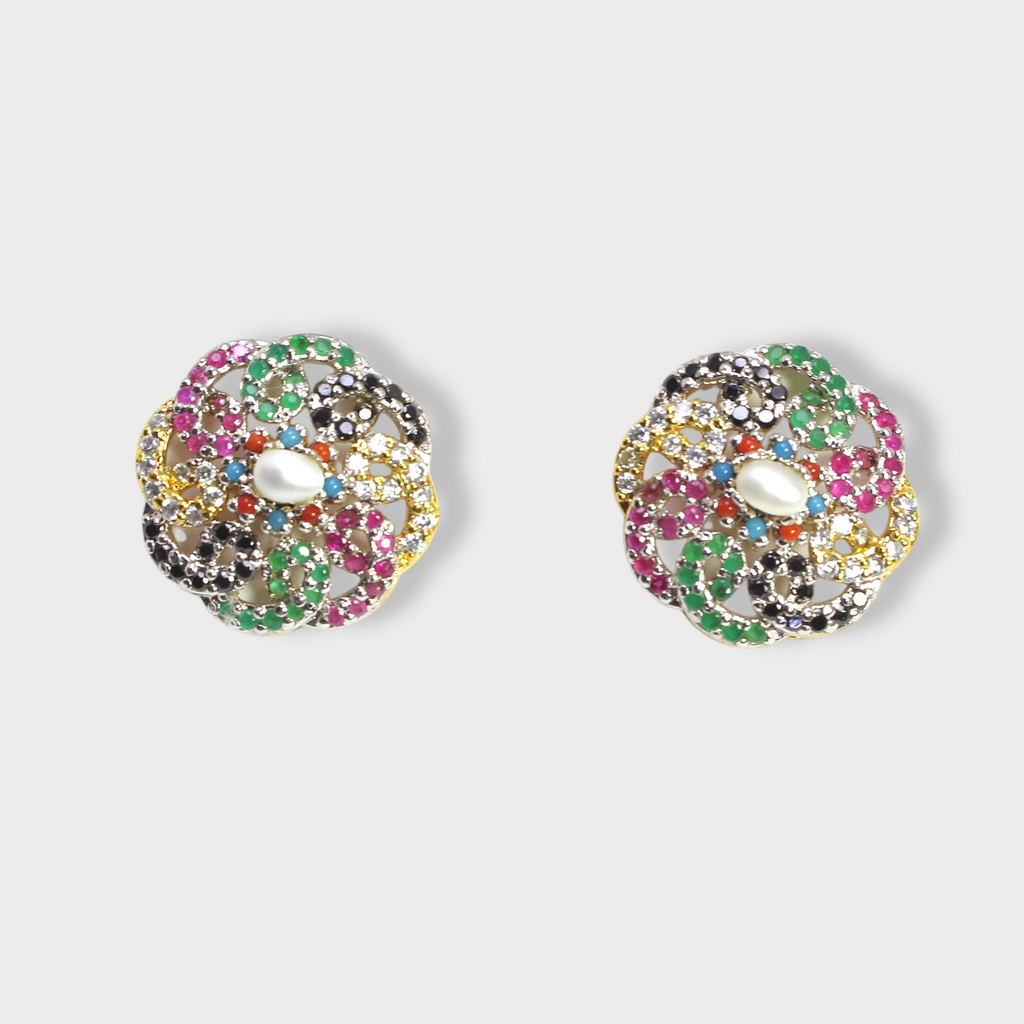 Rainbow Floral Pearl & Multicolor Gemstone Set