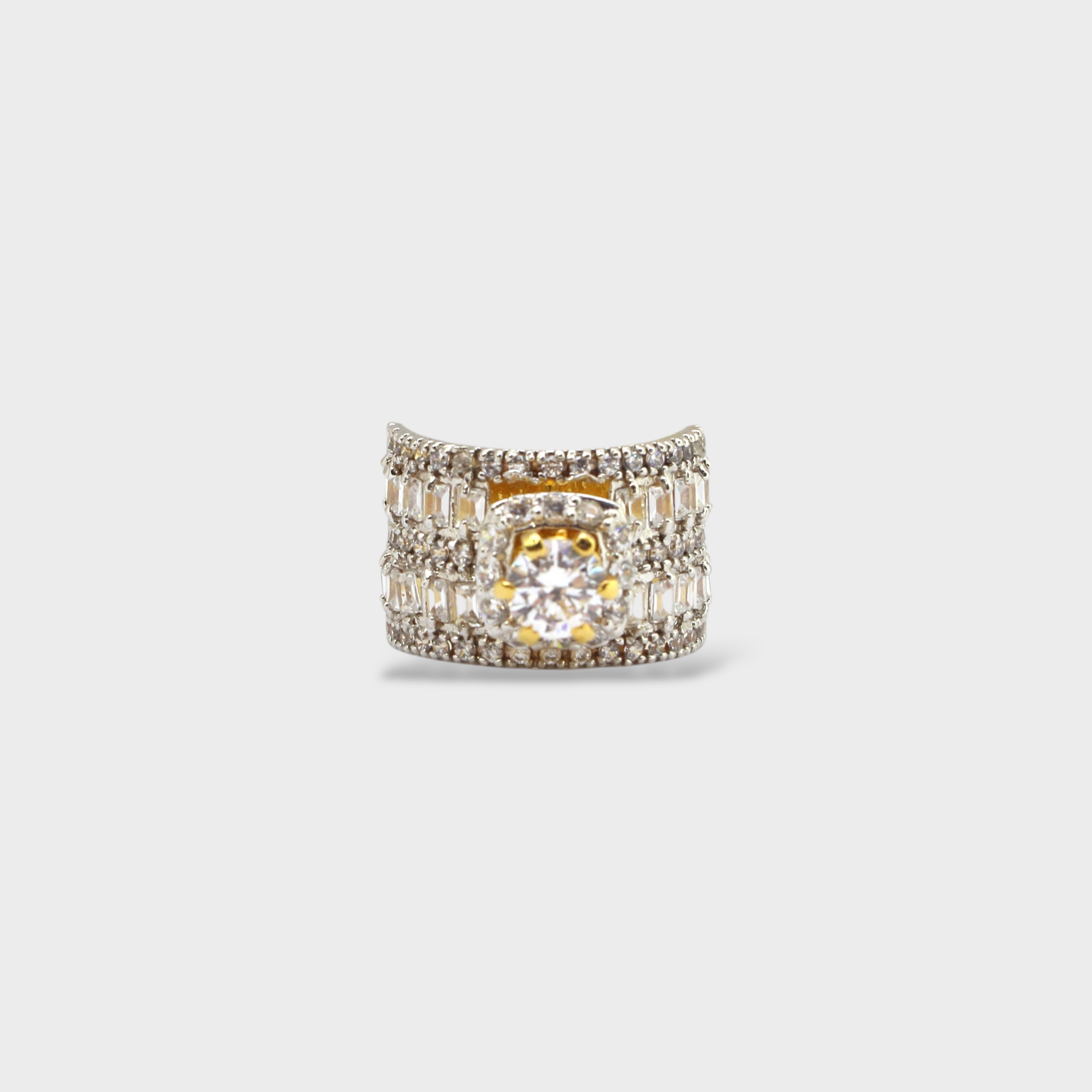 Clear CZ Wide Baguette Cluster Ring
