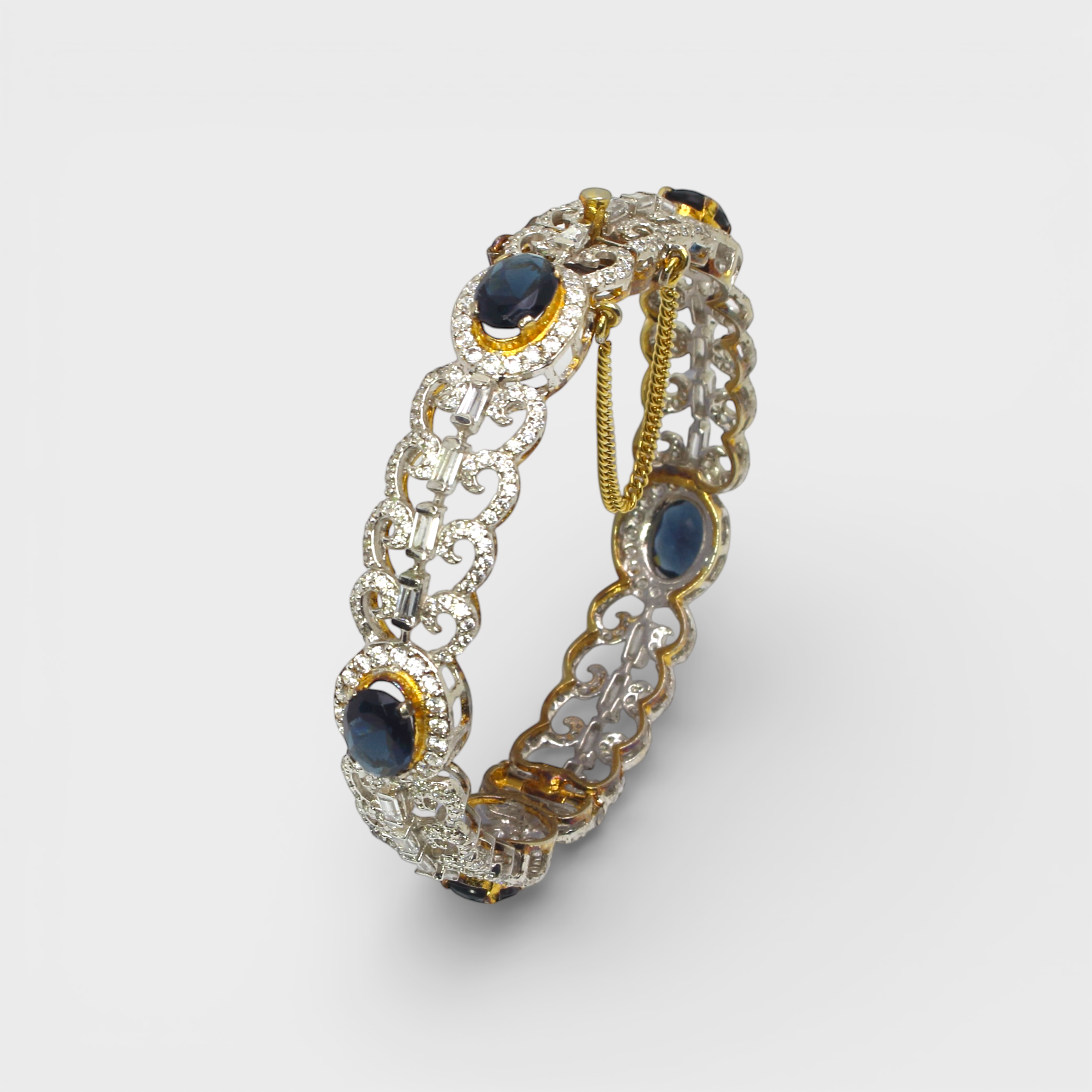 Blue Sapphire Open Lattice Bangle