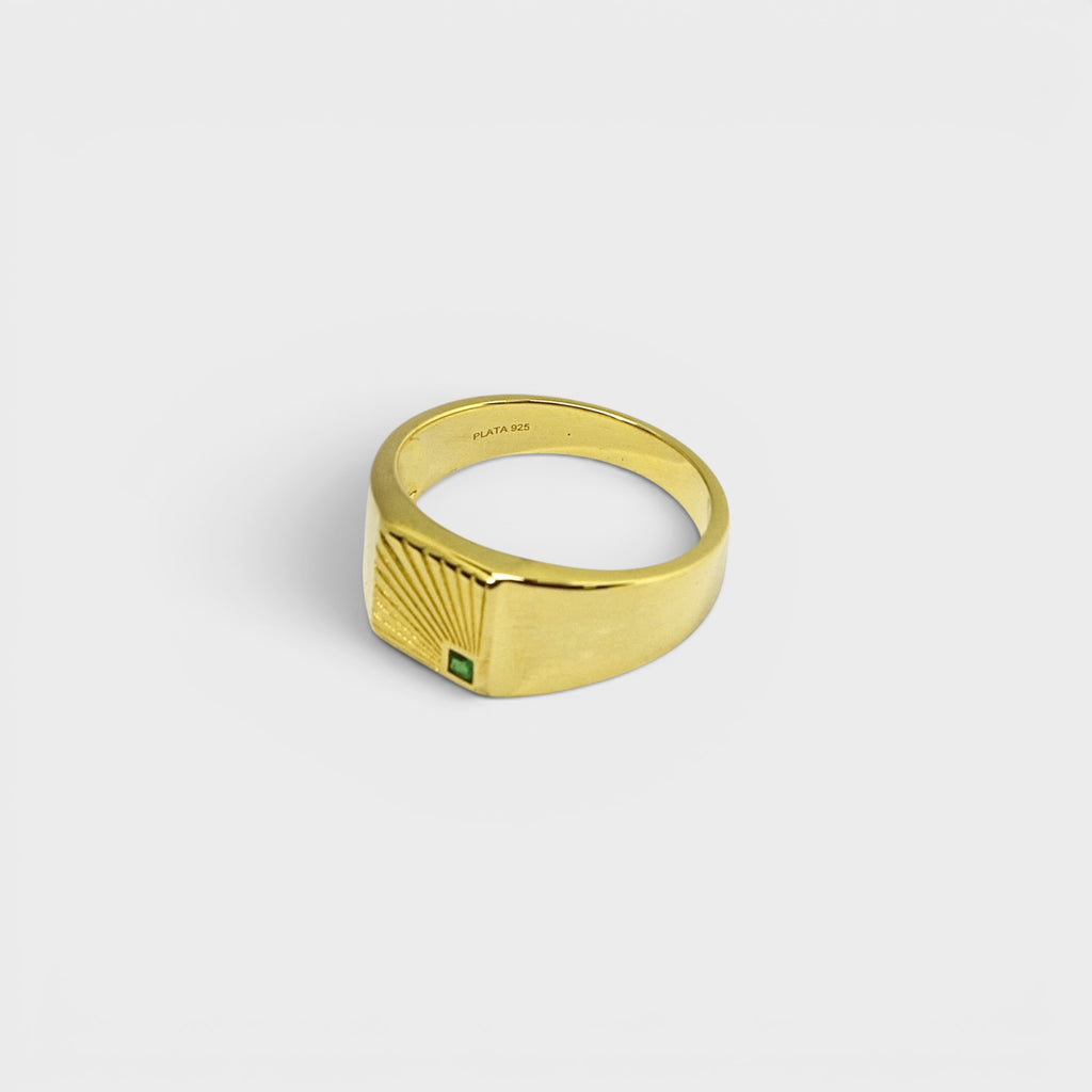 Gold Sunburst Signet Ring