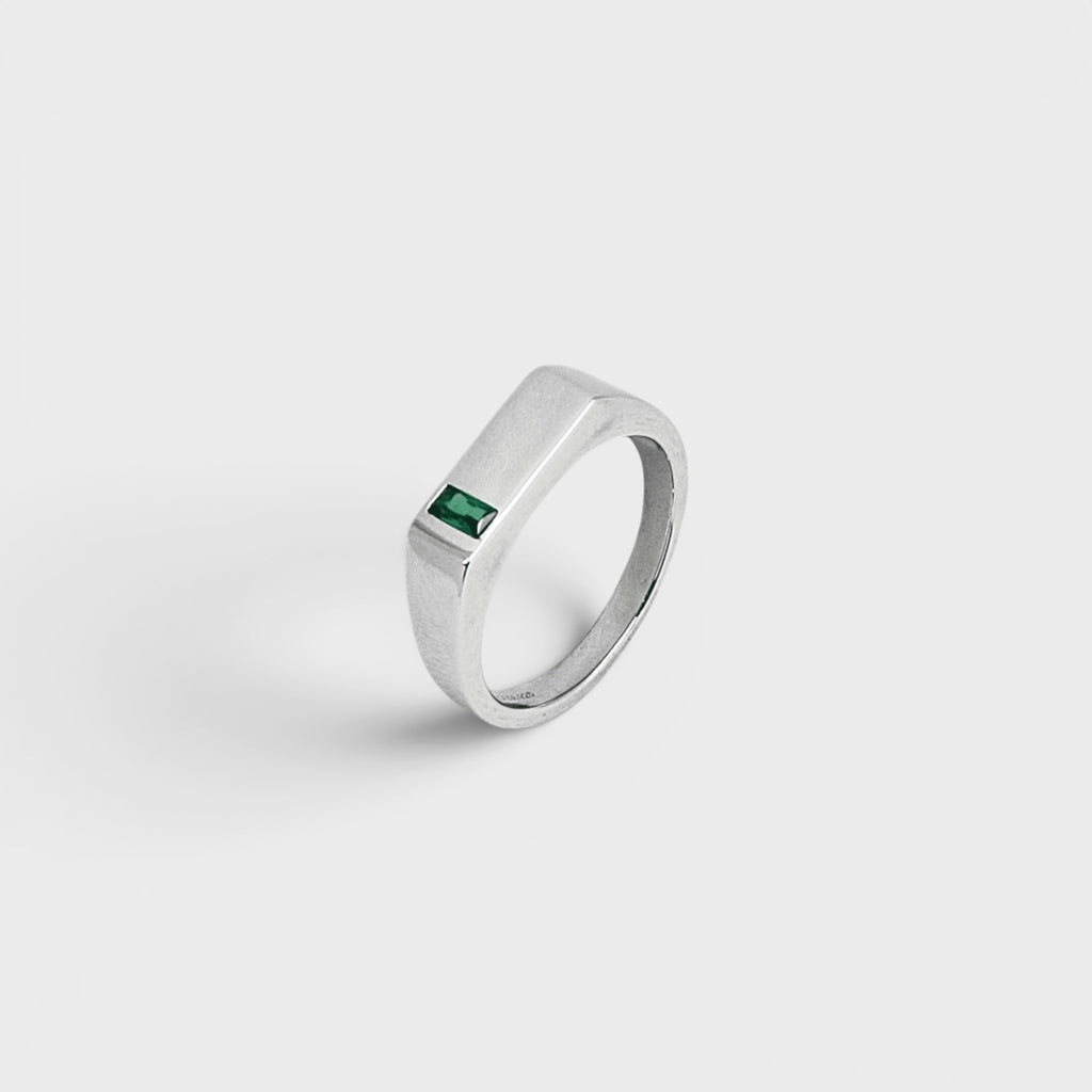 Silver Emerald Ring