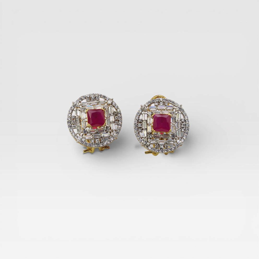 Regal Ruby Halo Studs