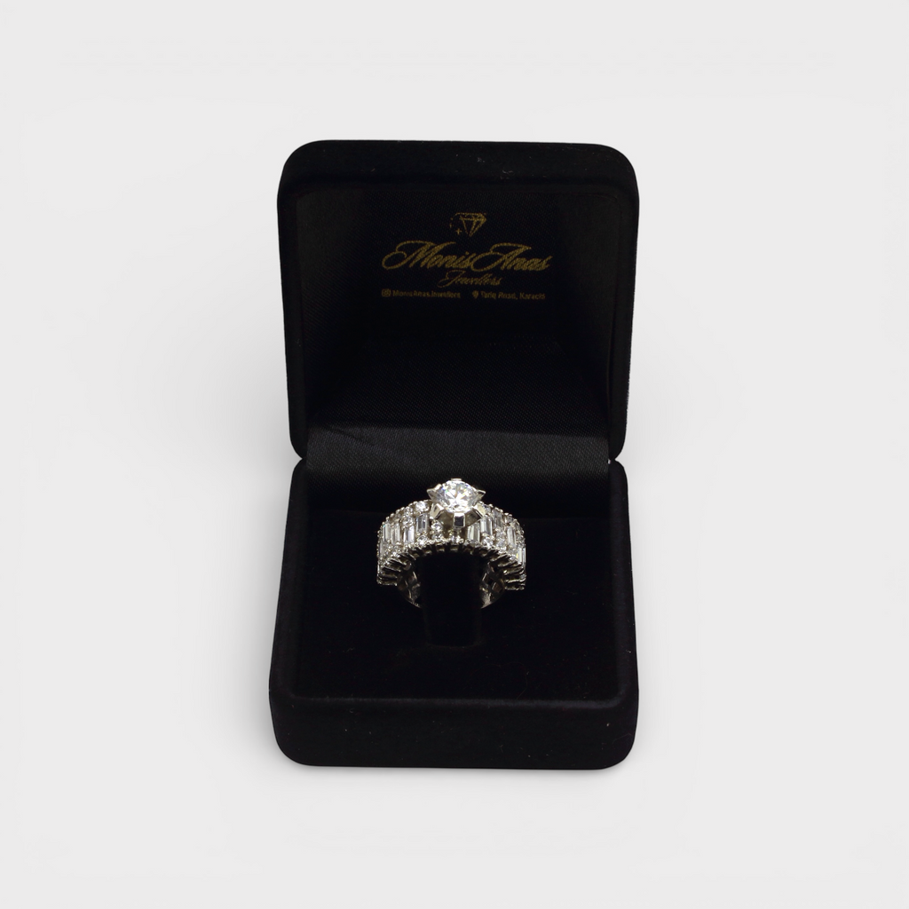 White Sapphire Wide Baguette Band Ring