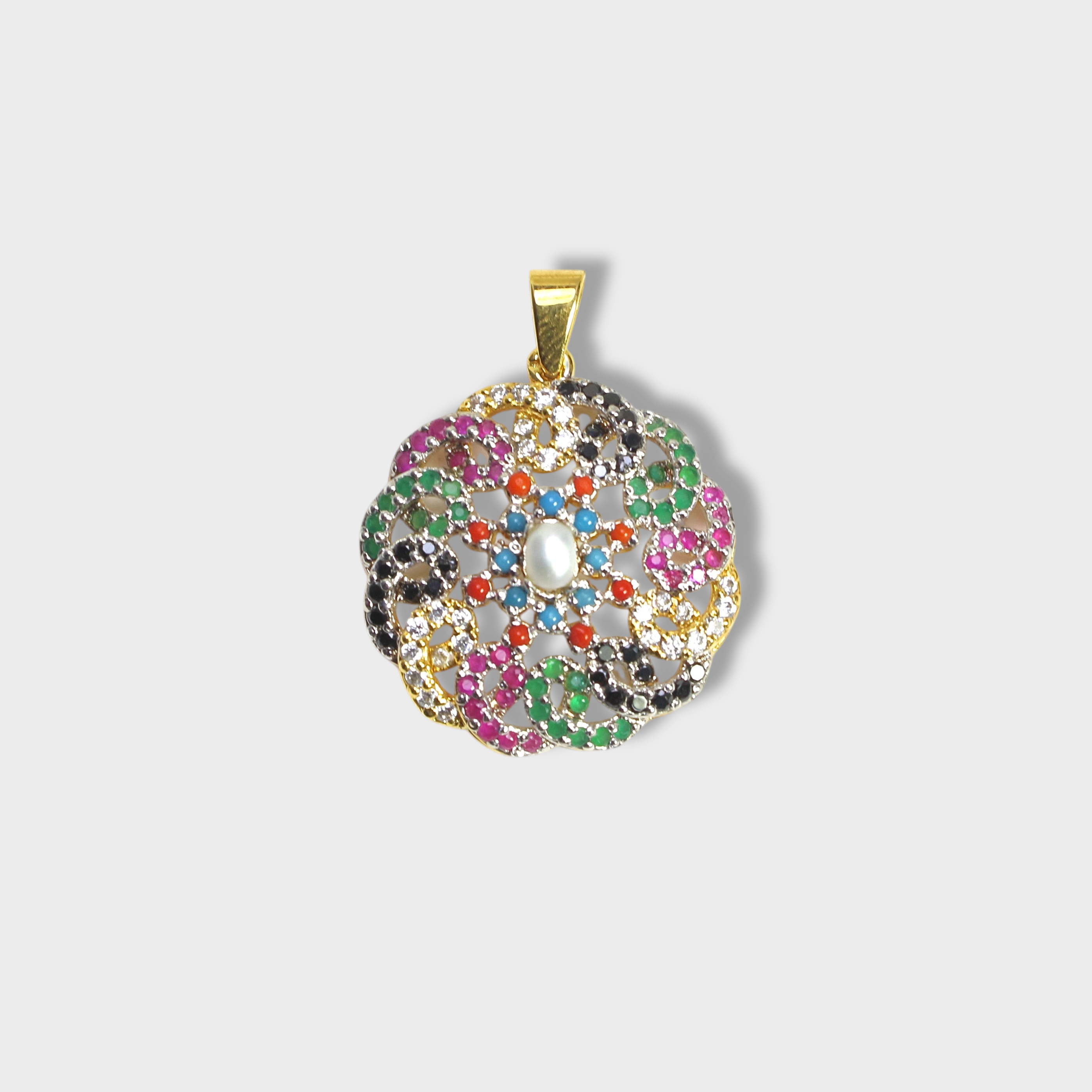 Rainbow Floral Pearl & Multicolor Gemstone Set