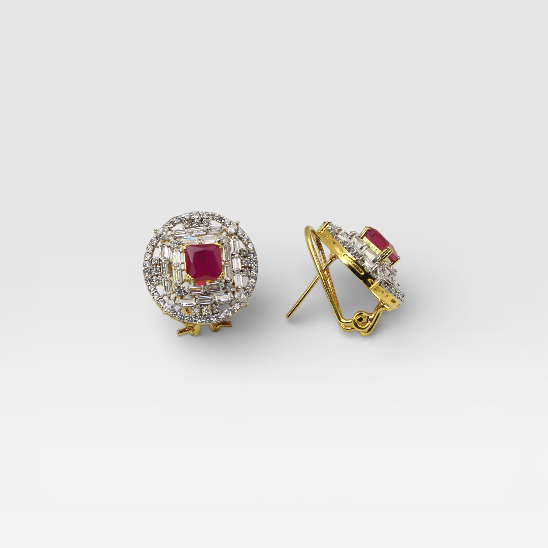 Regal Ruby Halo Studs
