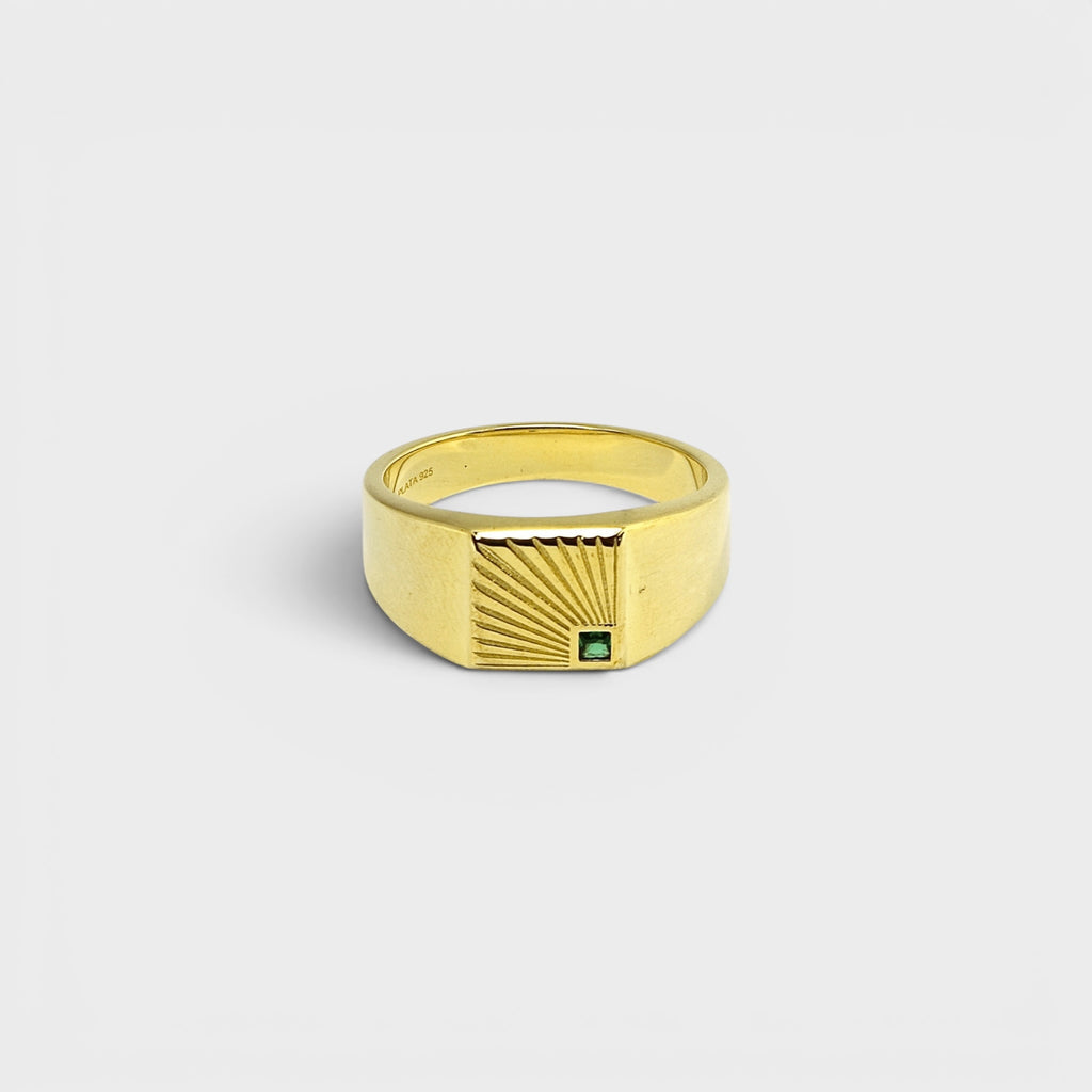 Gold Sunburst Signet Ring
