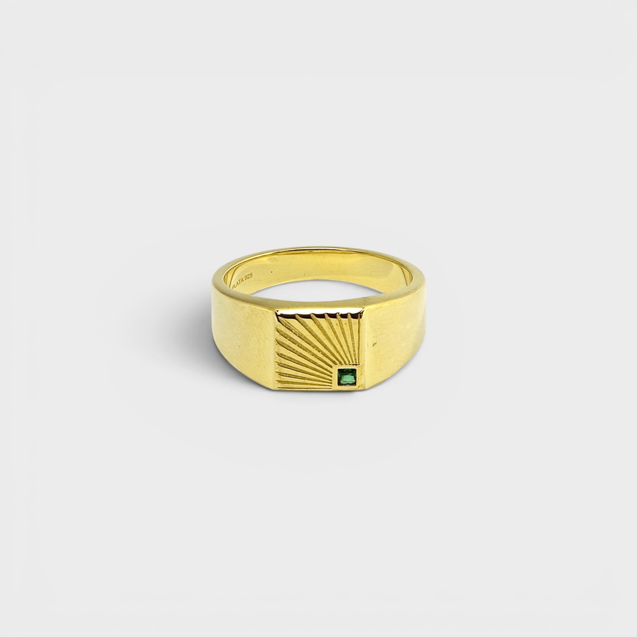 Gold Sunburst Signet Ring