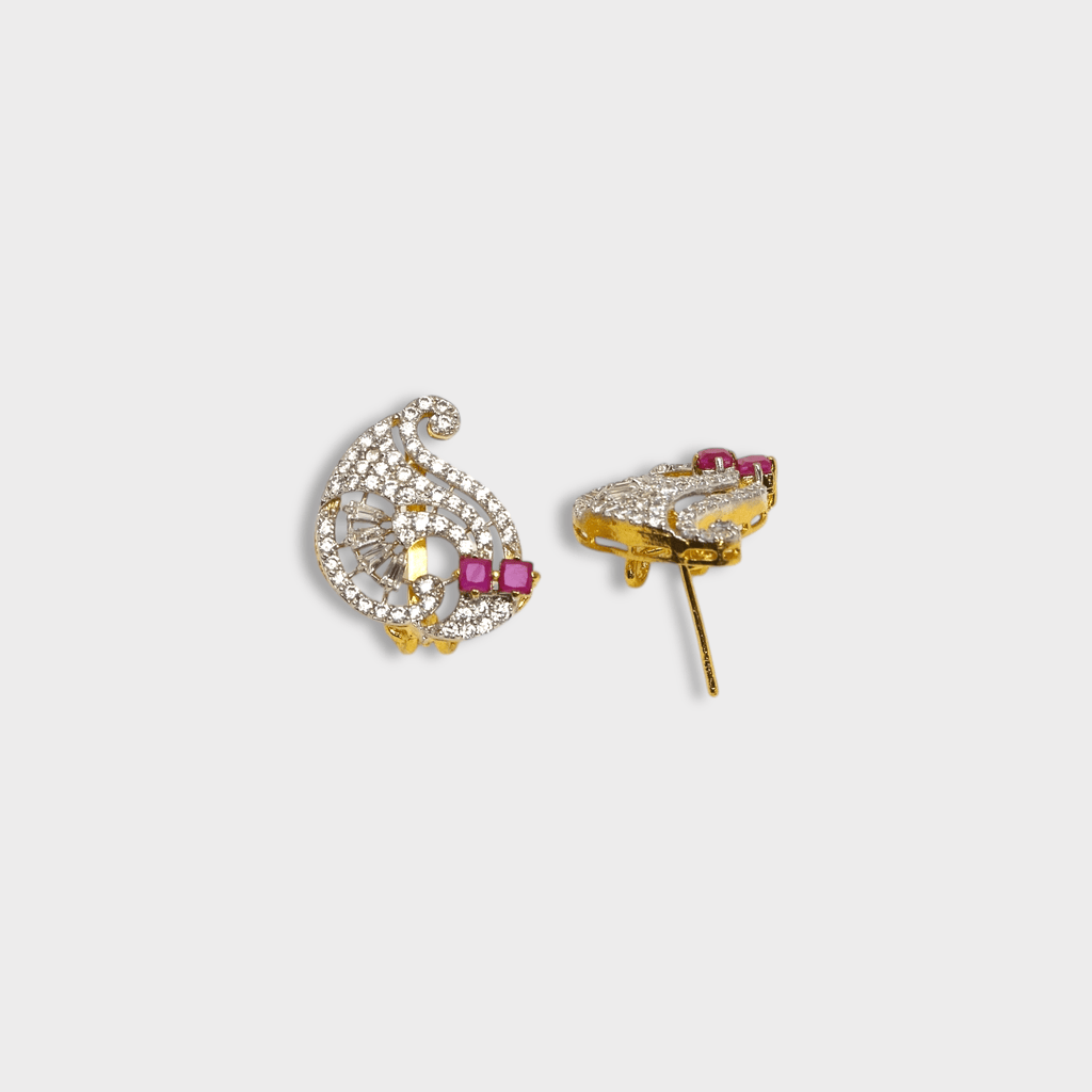 Ruby Paisley Studs - Monis Anas Jewellers