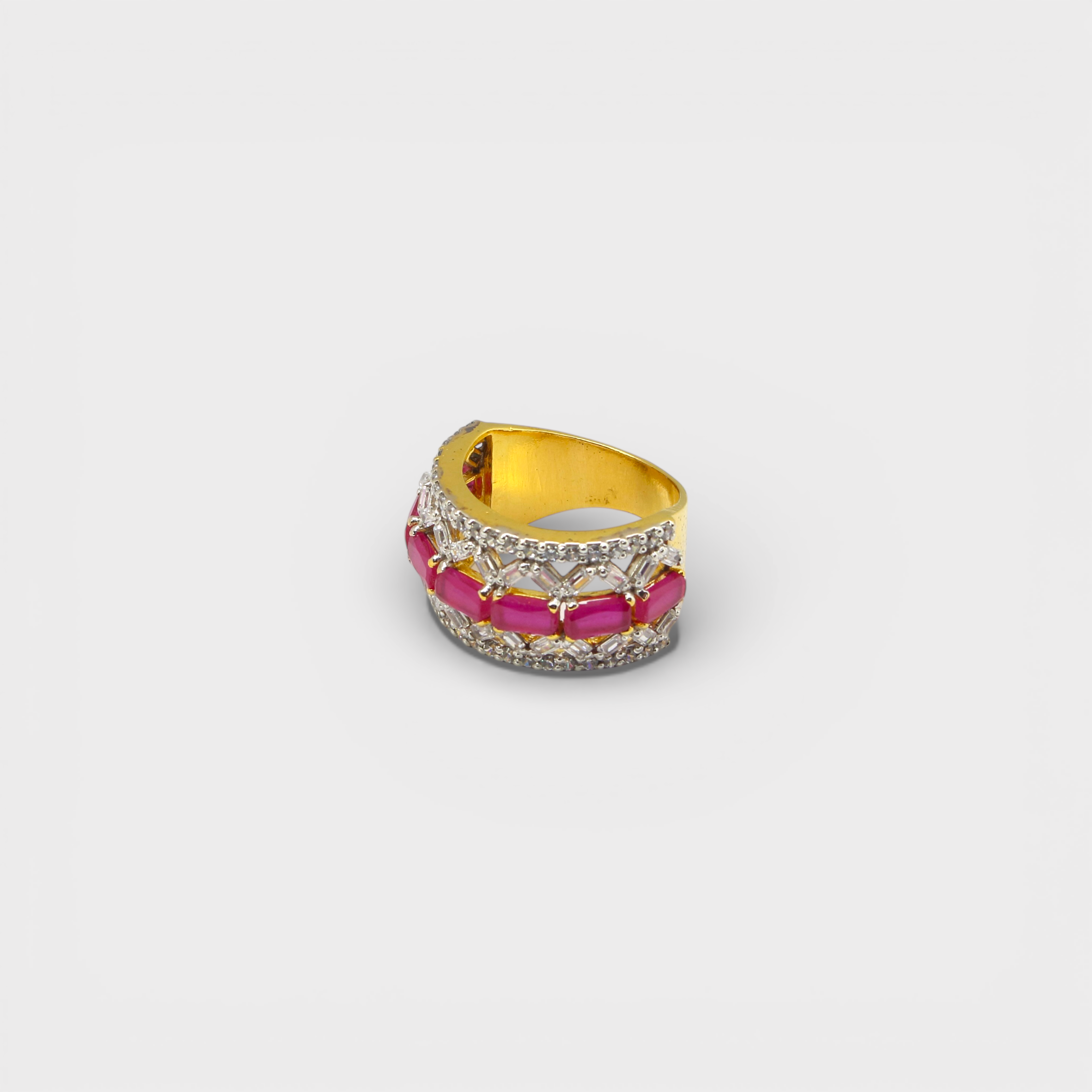 Pink Ruby Lattice Statement Ring