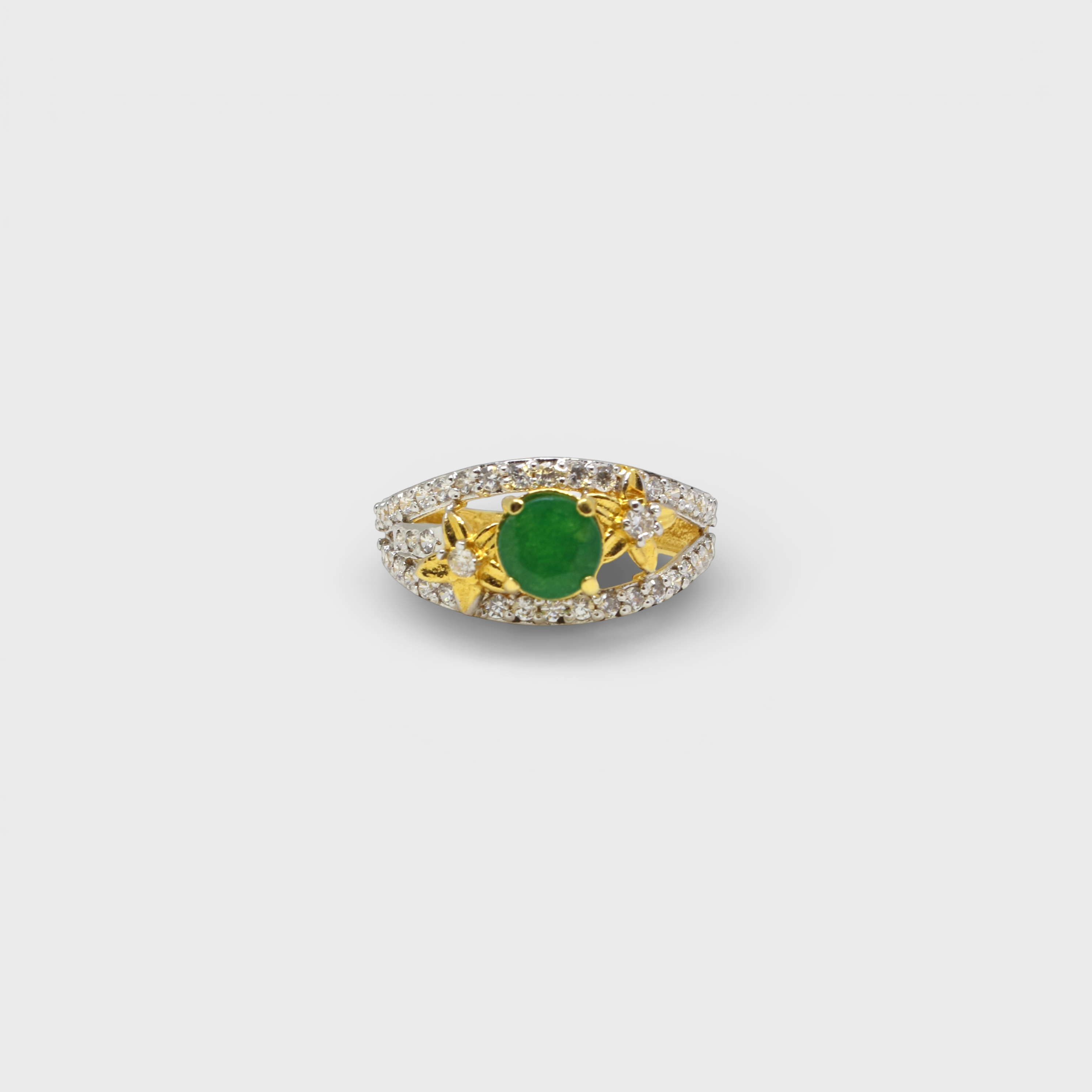 Emerald Lotus Solitaire Ring