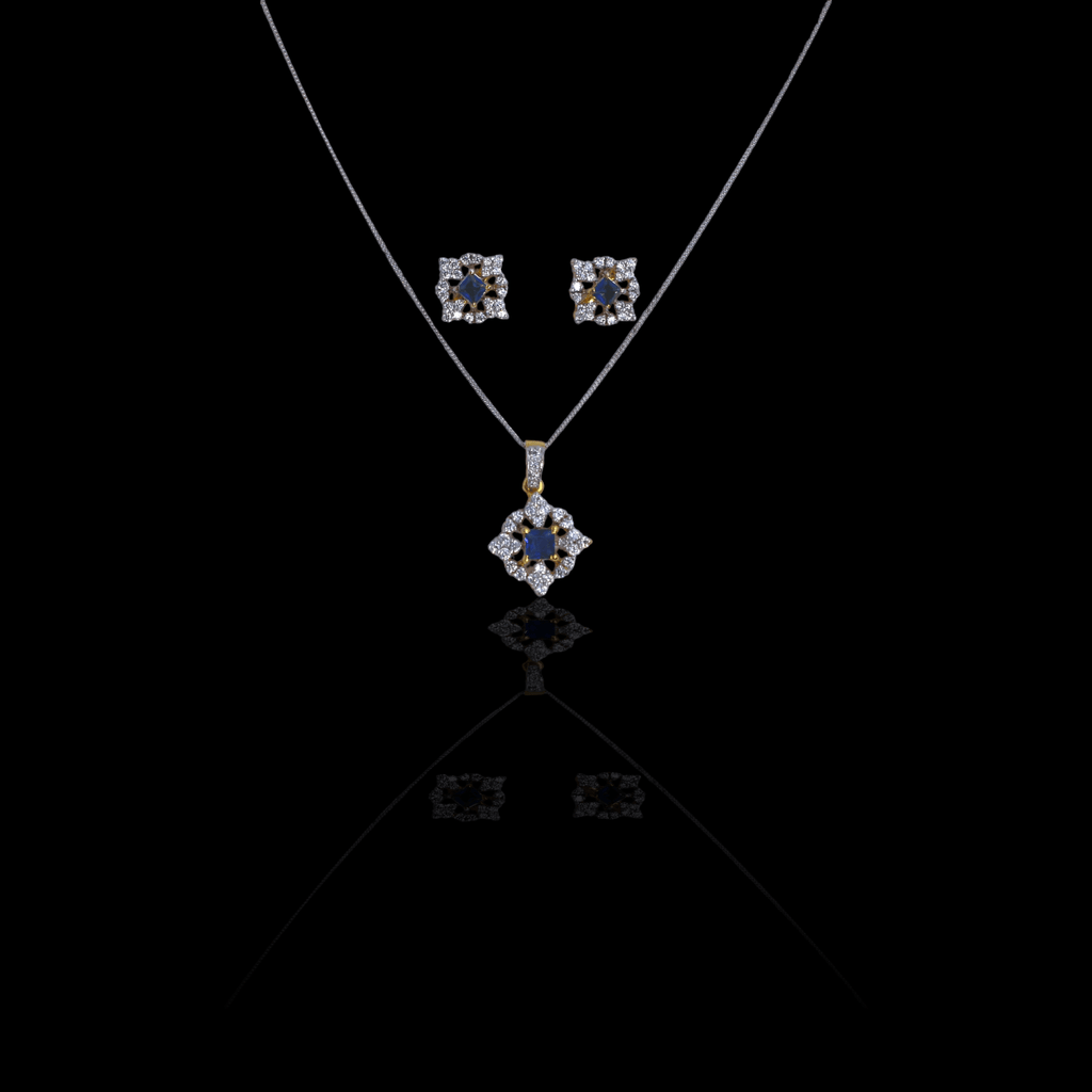 Royal Sapphire Blossom Locket Suite - Monis Anas Jewellers