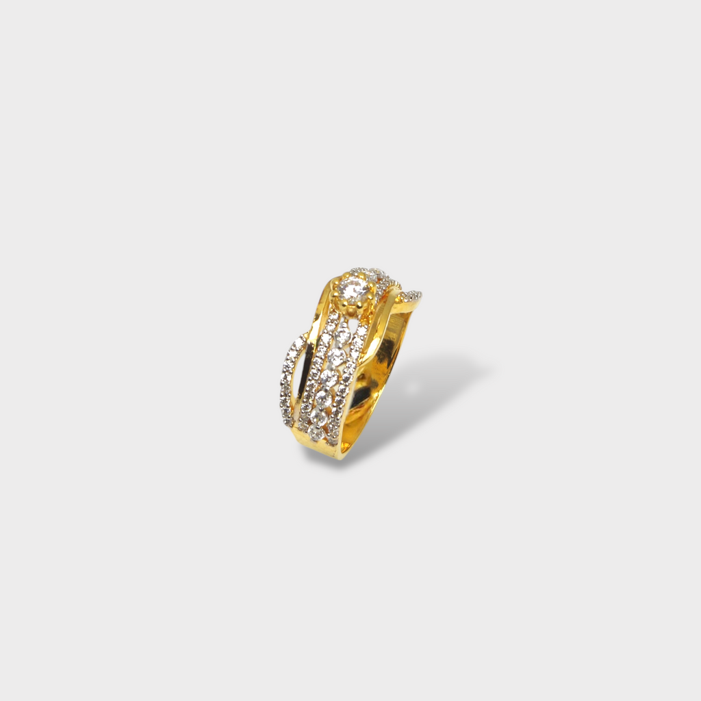 Golden Crisscross Sparkle Cocktail Ring