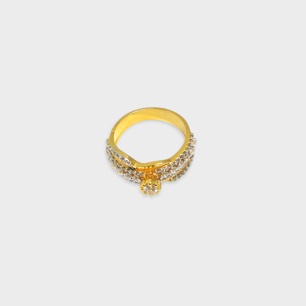 Golden Crisscross Sparkle Cocktail Ring
