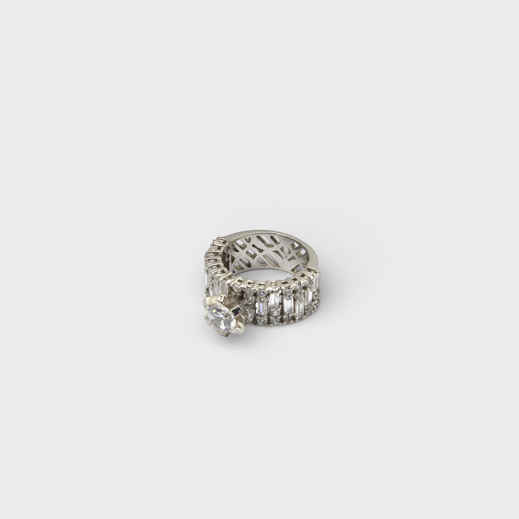 White Sapphire Wide Baguette Band Ring