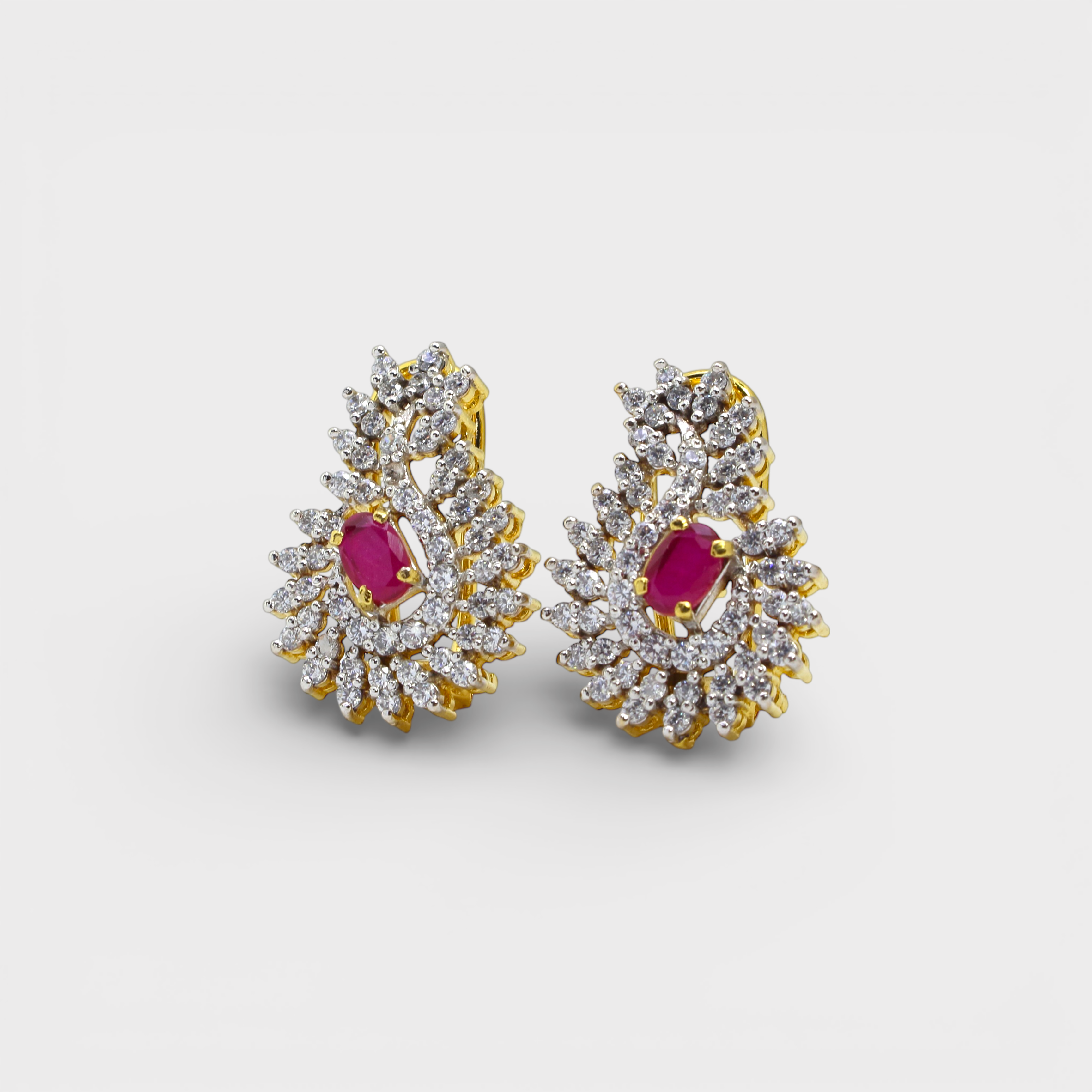 Ruby Floral Petal Drop Earrings