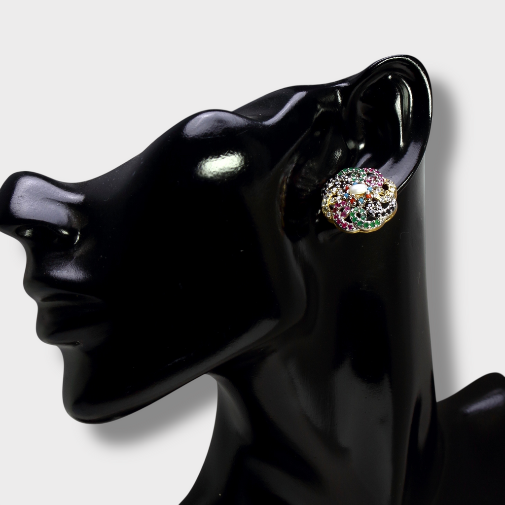 Rainbow Floral Pearl & Multicolor Gemstone Set