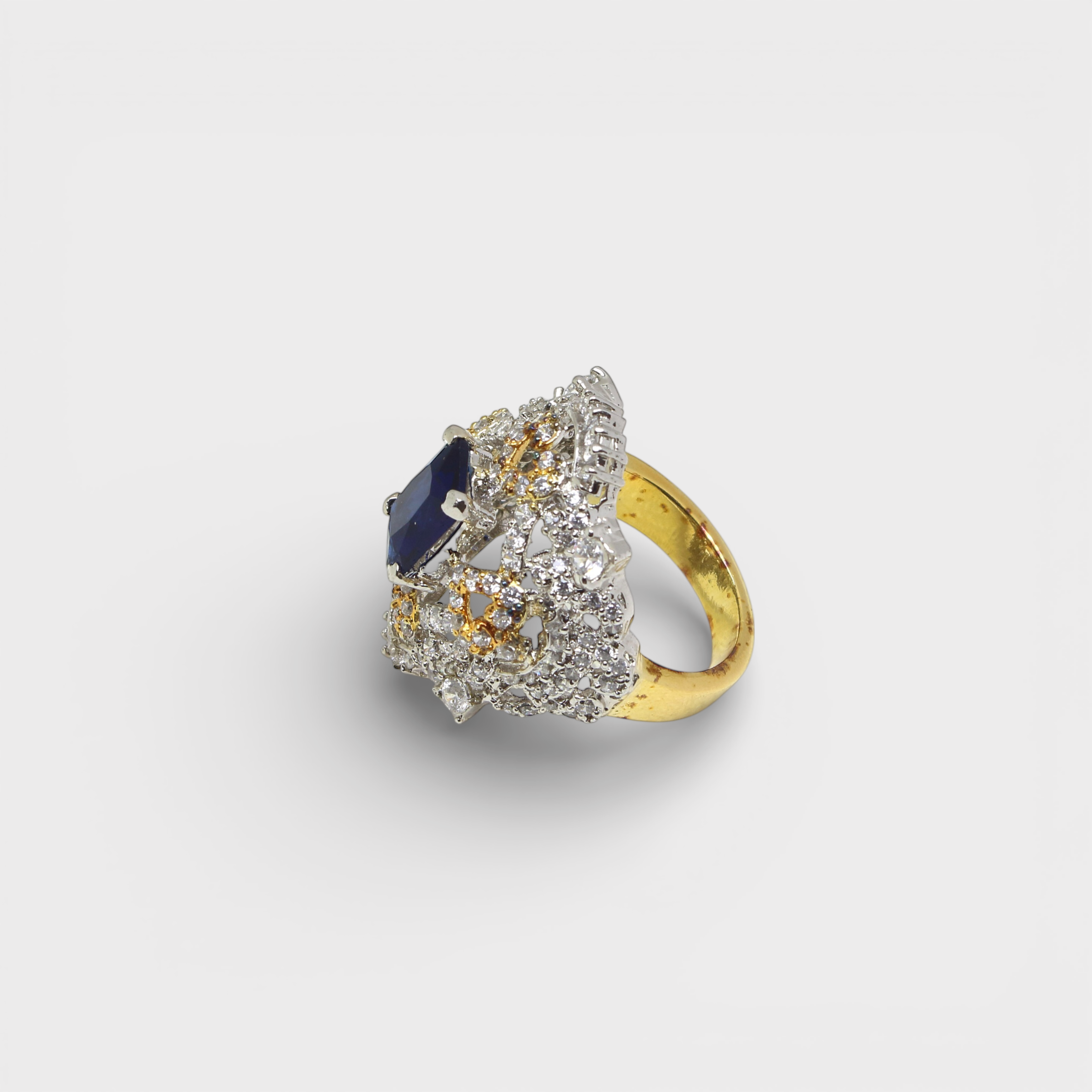 Sapphire Fleur-de-Lis Halo Ring