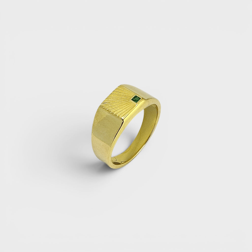 Gold Sunburst Signet Ring