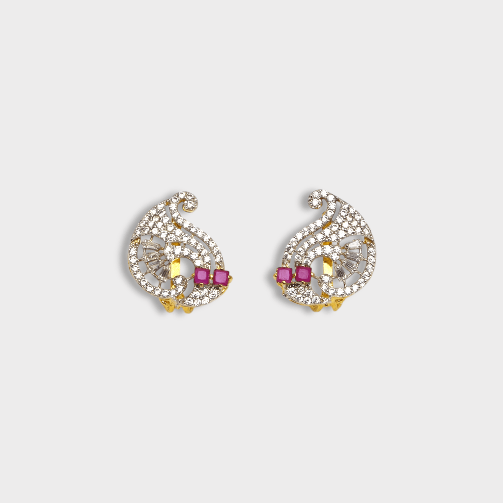 Ruby Paisley Studs - Monis Anas Jewellers