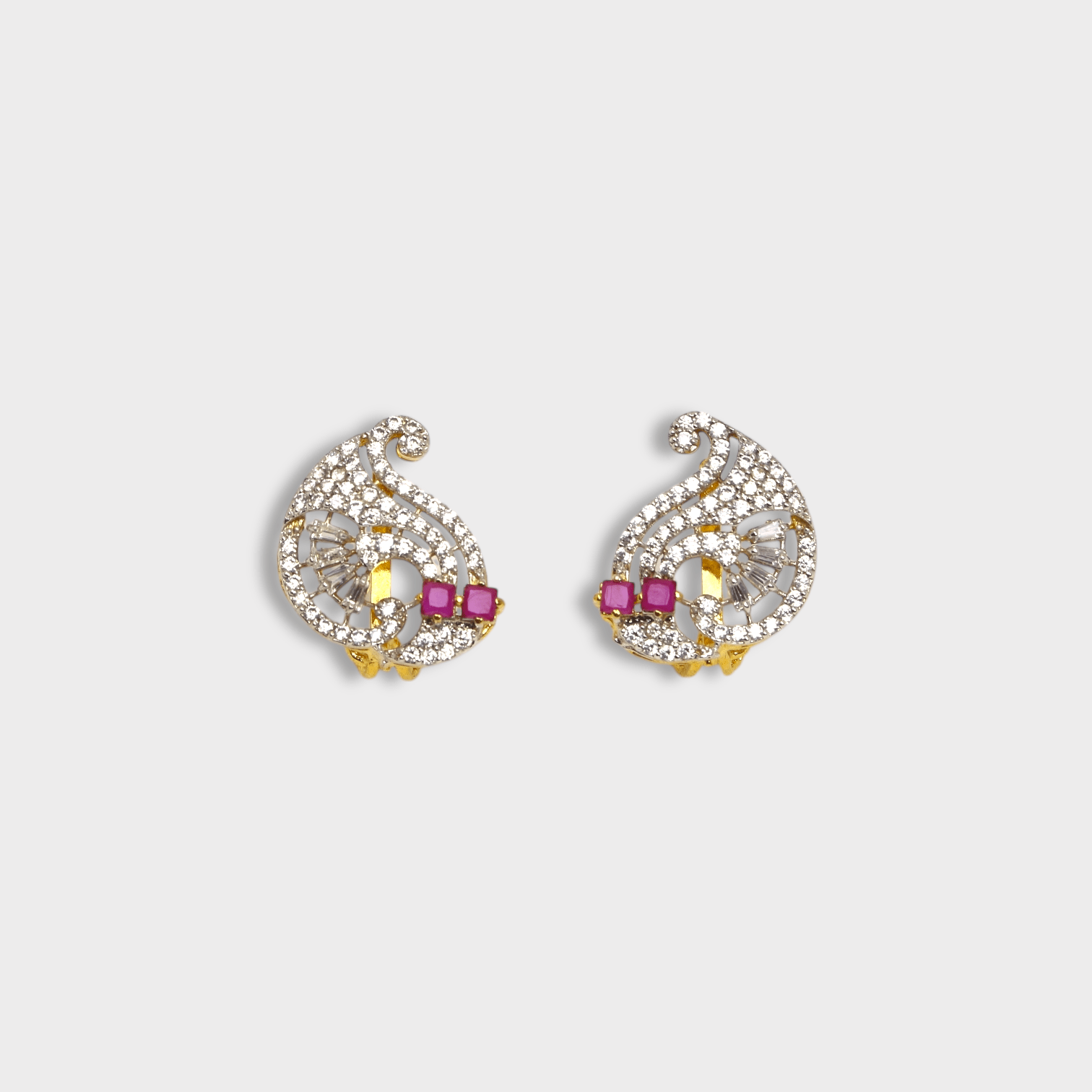 Ruby Paisley Studs - Monis Anas Jewellers