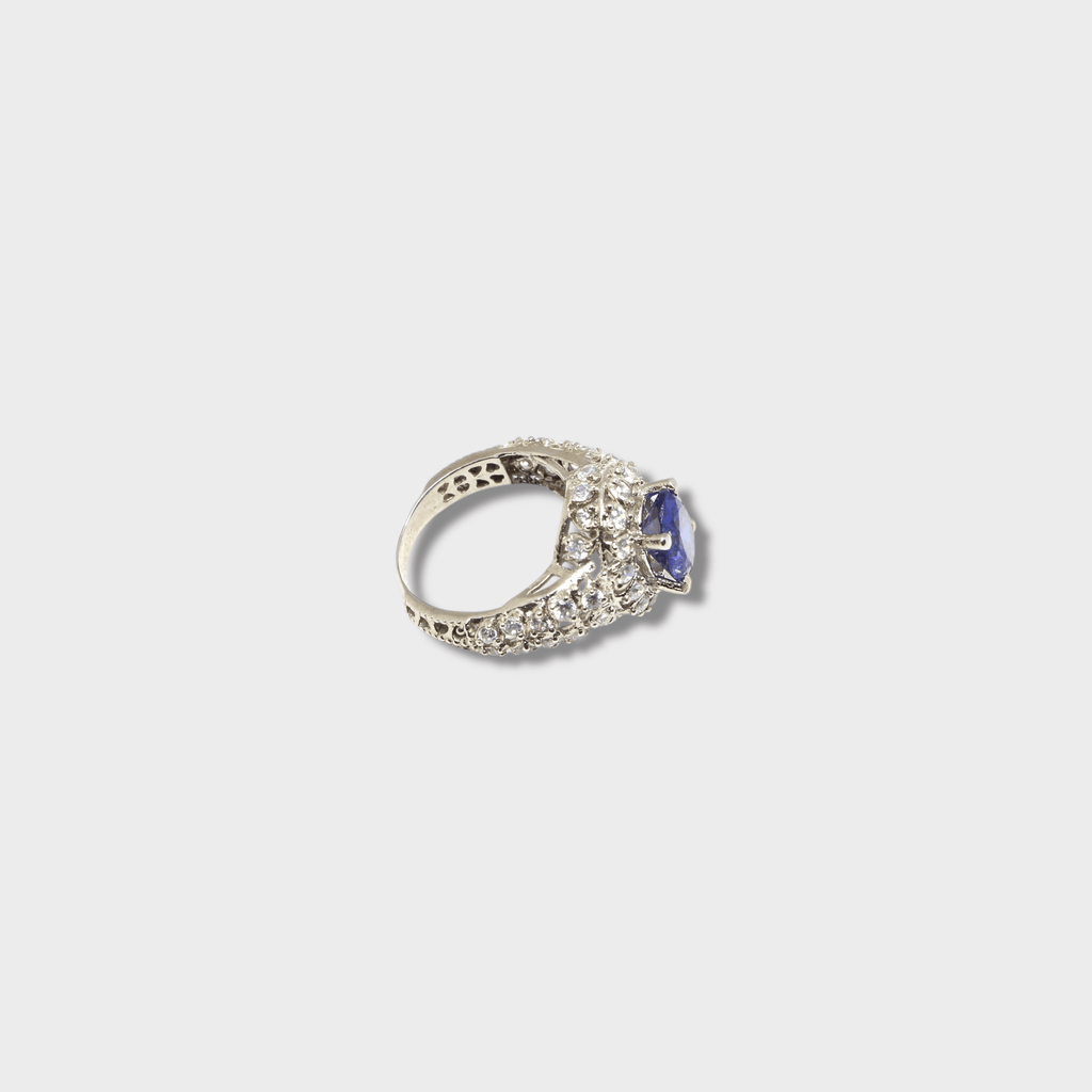 Sapphire Starburst Halo Ring - Monis Anas Jewellers