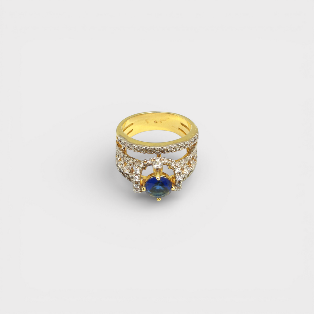 Blue Sapphire Open Lattice Ring