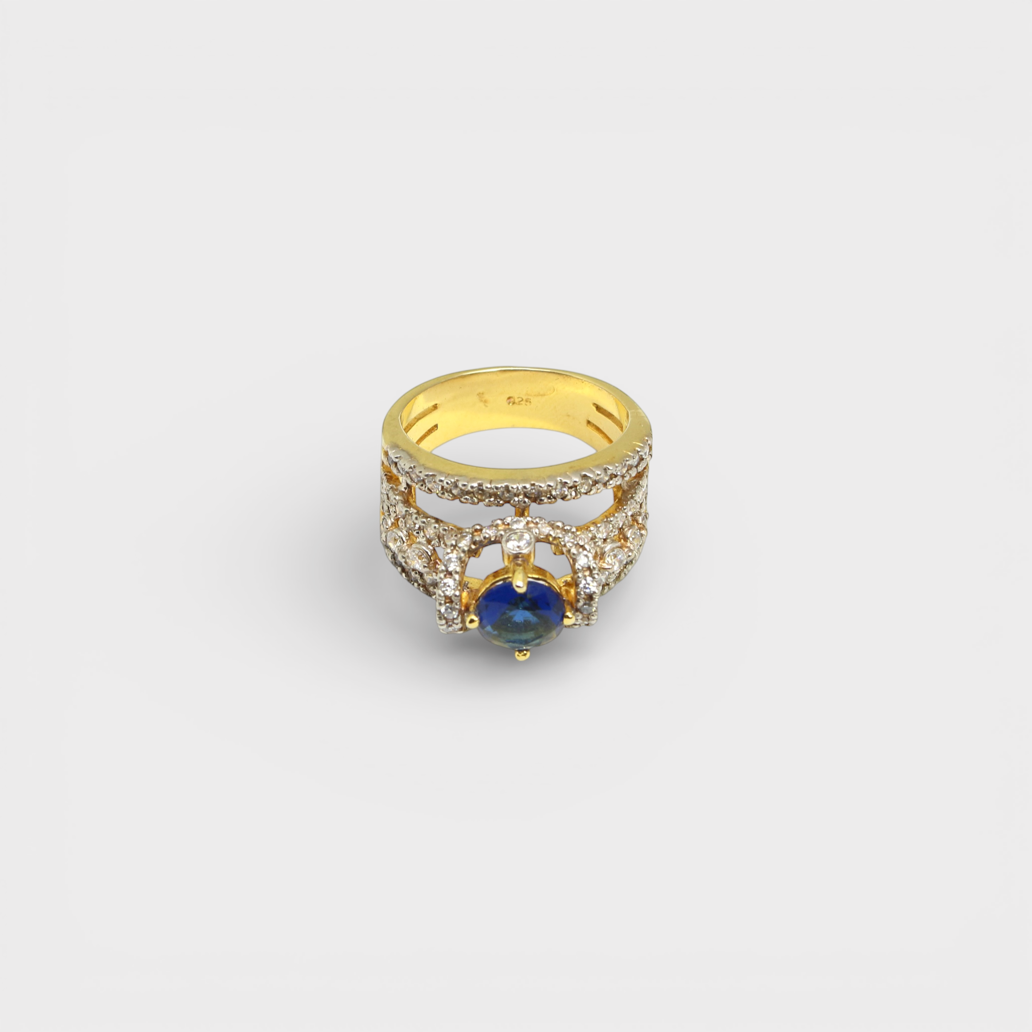 Blue Sapphire Open Lattice Ring