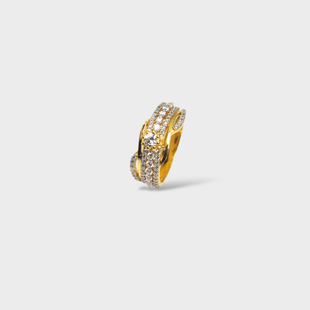 Golden Crisscross Sparkle Cocktail Ring