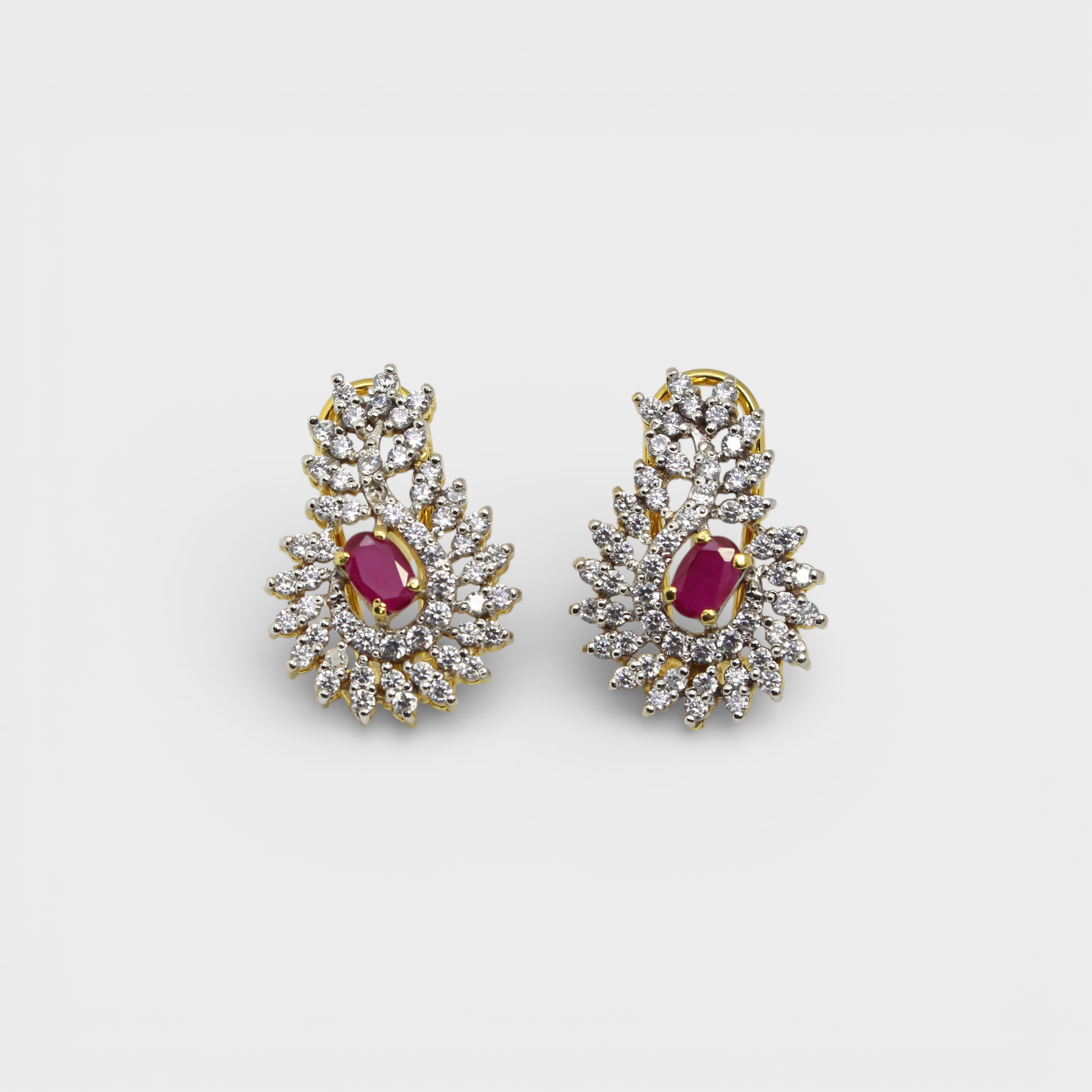 Ruby Floral Petal Drop Earrings