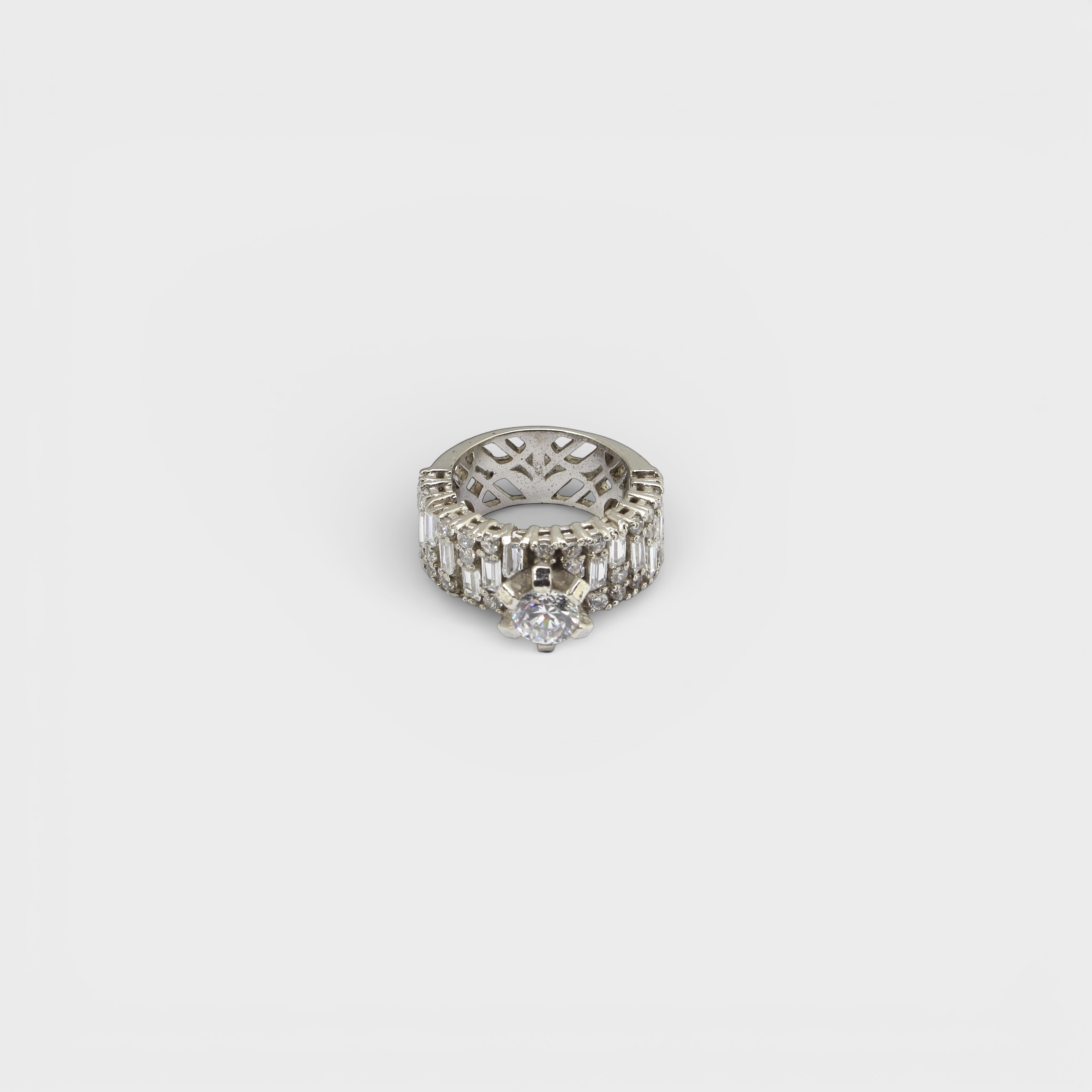 White Sapphire Wide Baguette Band Ring
