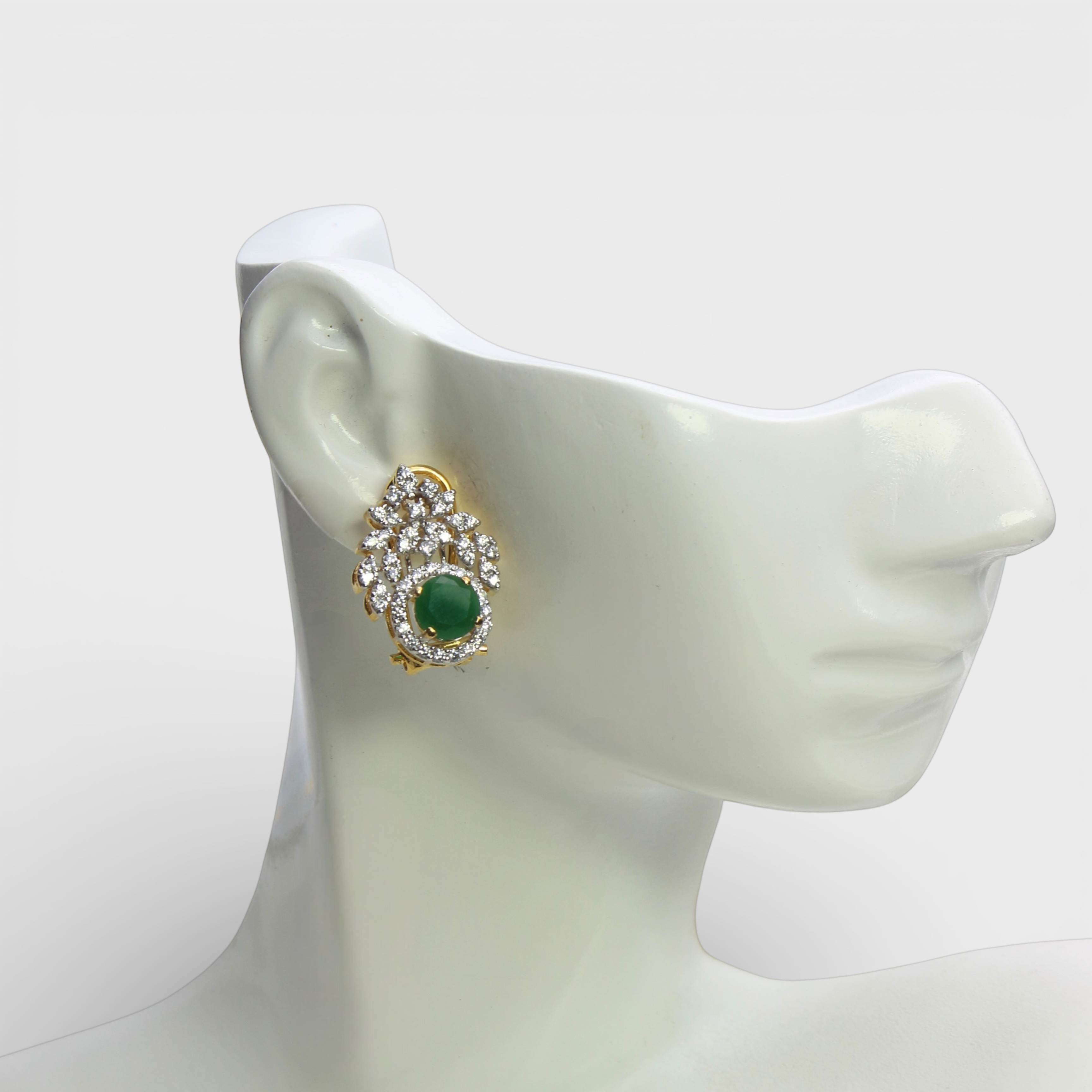 Royal Green & Diamond-Style Leaf Studs