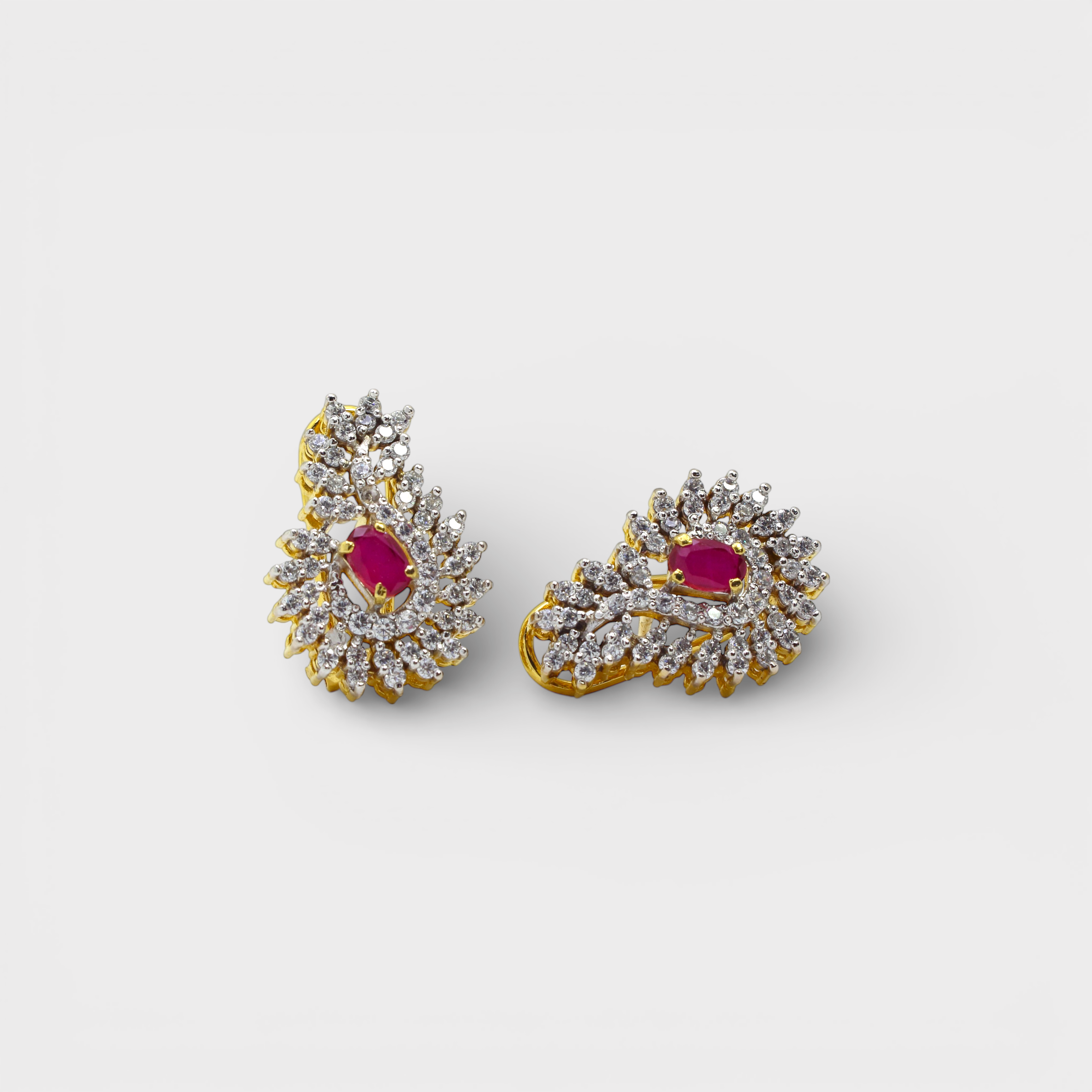 Ruby Floral Petal Drop Earrings