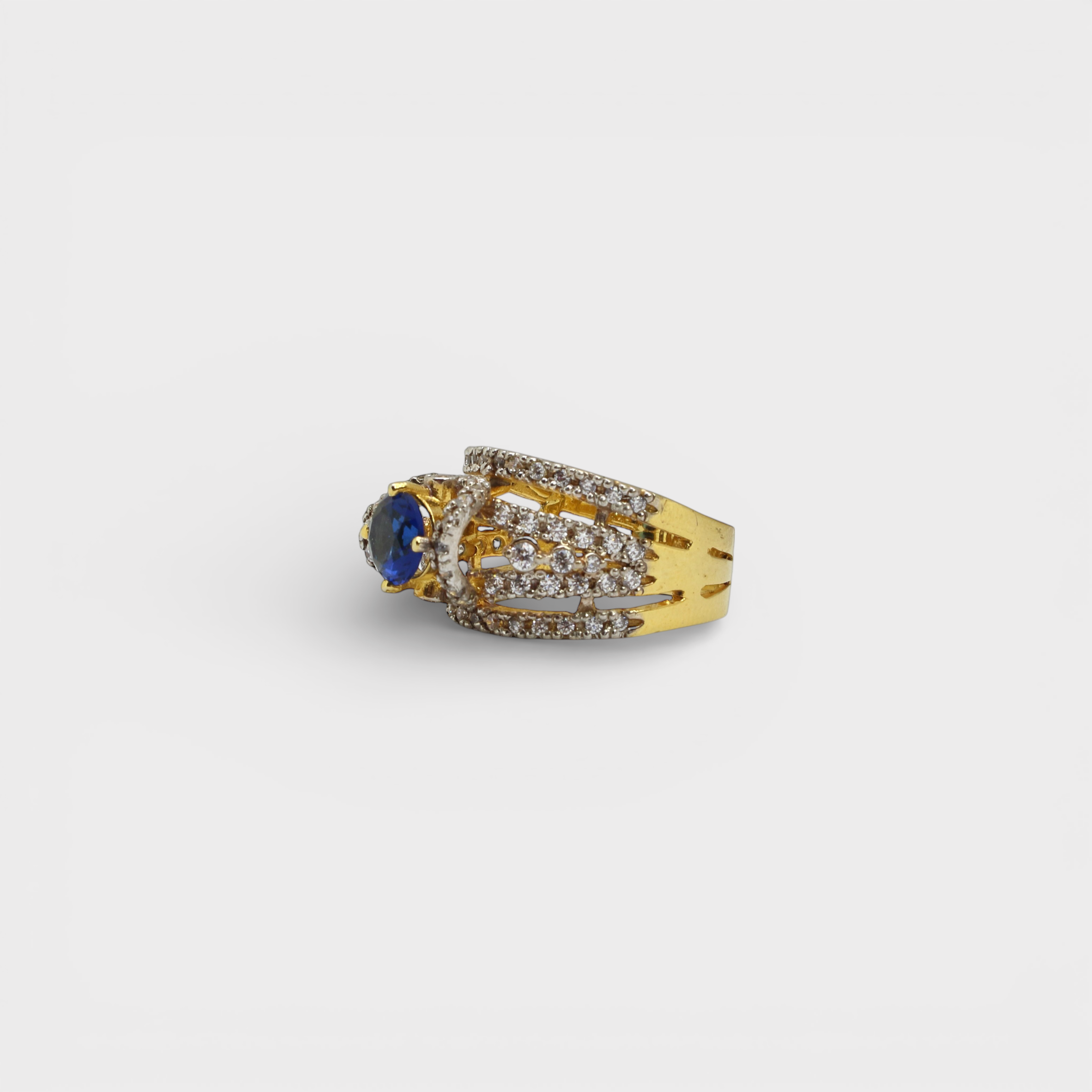 Blue Sapphire Open Lattice Ring