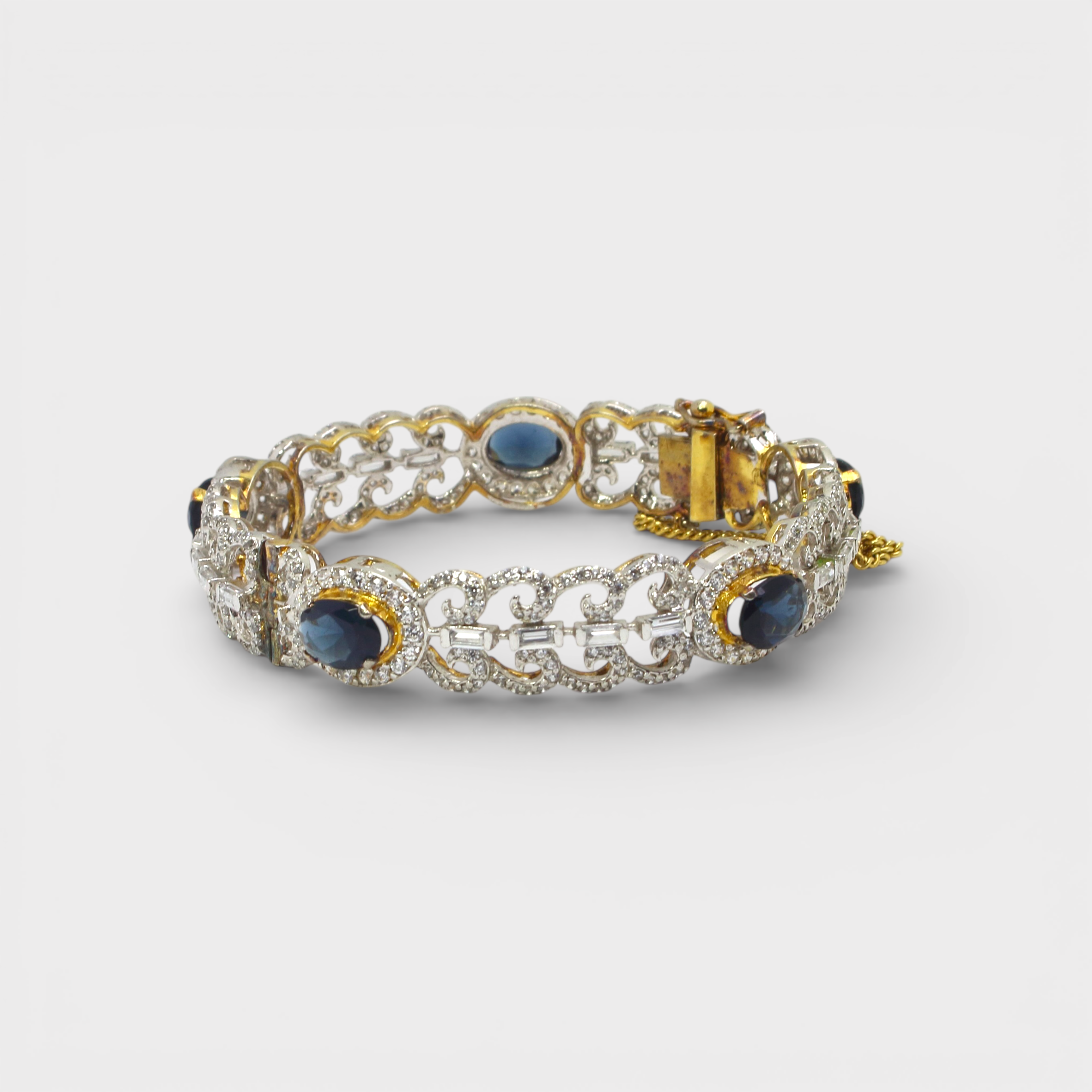 Blue Sapphire Open Lattice Bangle