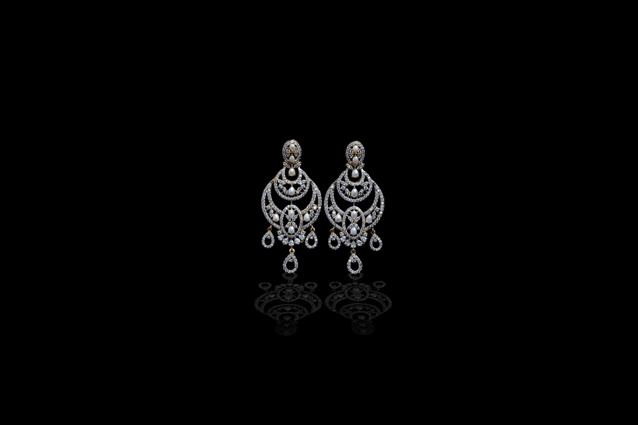 Opulent Pearl Cascade Chandelier Earrings - Monis Anas Jewellers