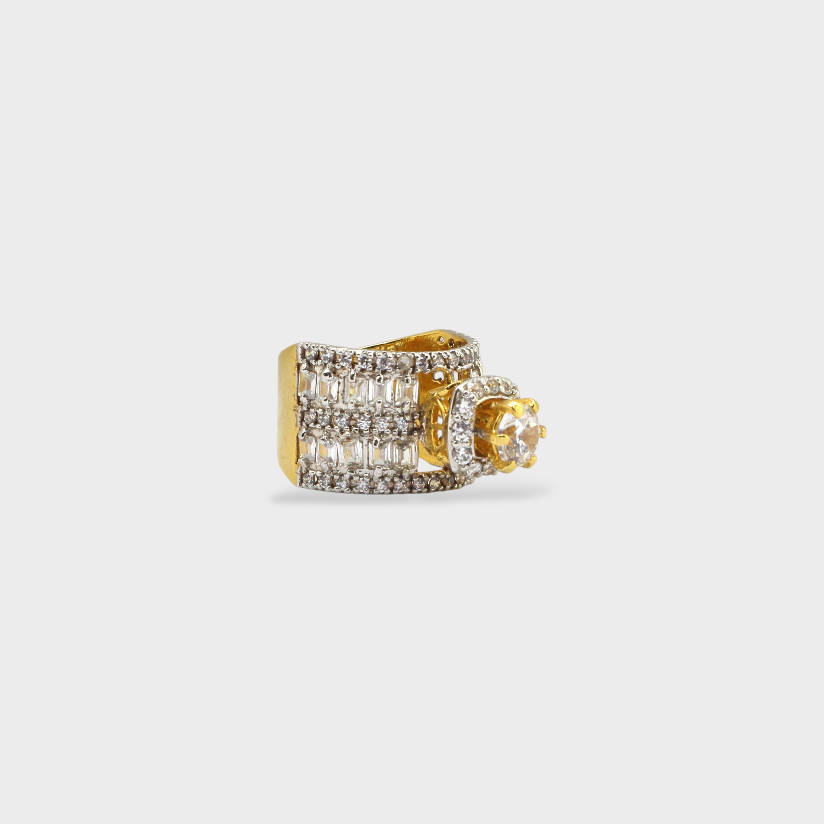 Clear CZ Wide Baguette Cluster Ring