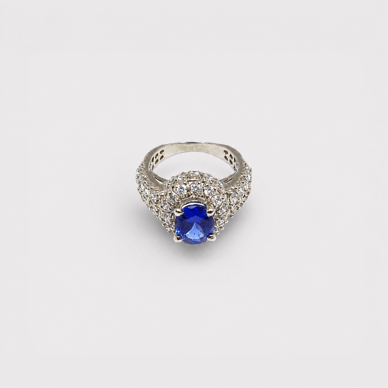 Sapphire Starburst Halo Ring