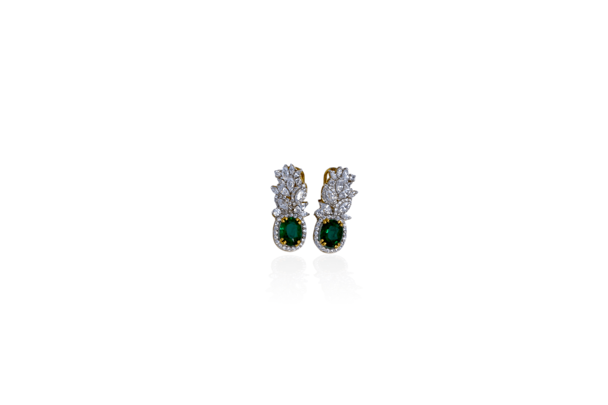 Regal Emerald Laurel Drop Earrings - Monis Anas Jewellers