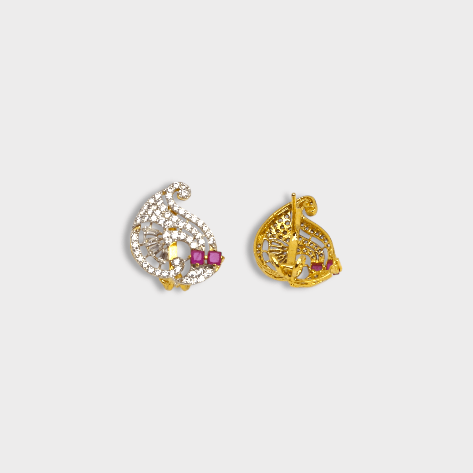 Ruby Paisley Studs - Monis Anas Jewellers