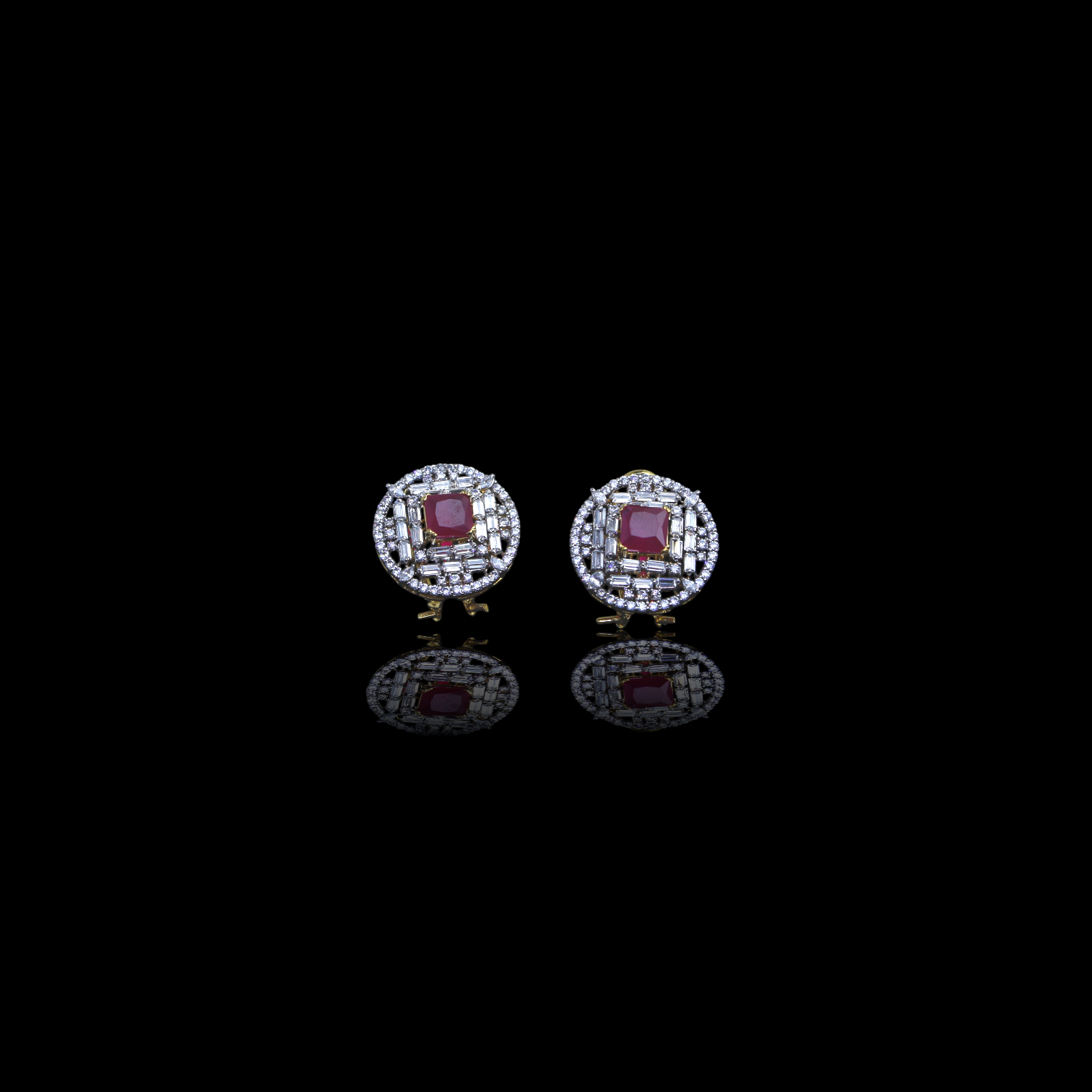 Regal Ruby Halo Studs