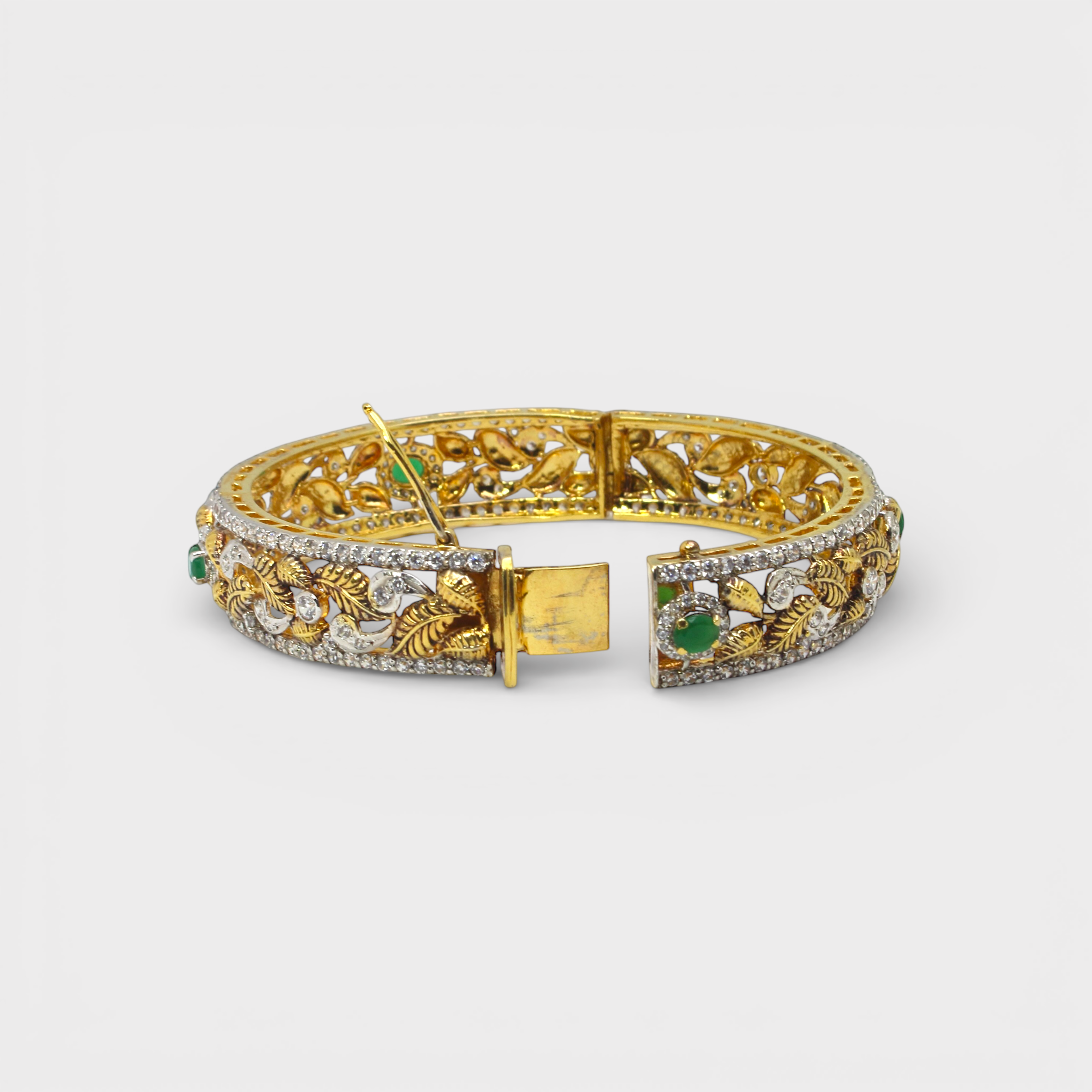 Emerald Leaf Filigree Bangle