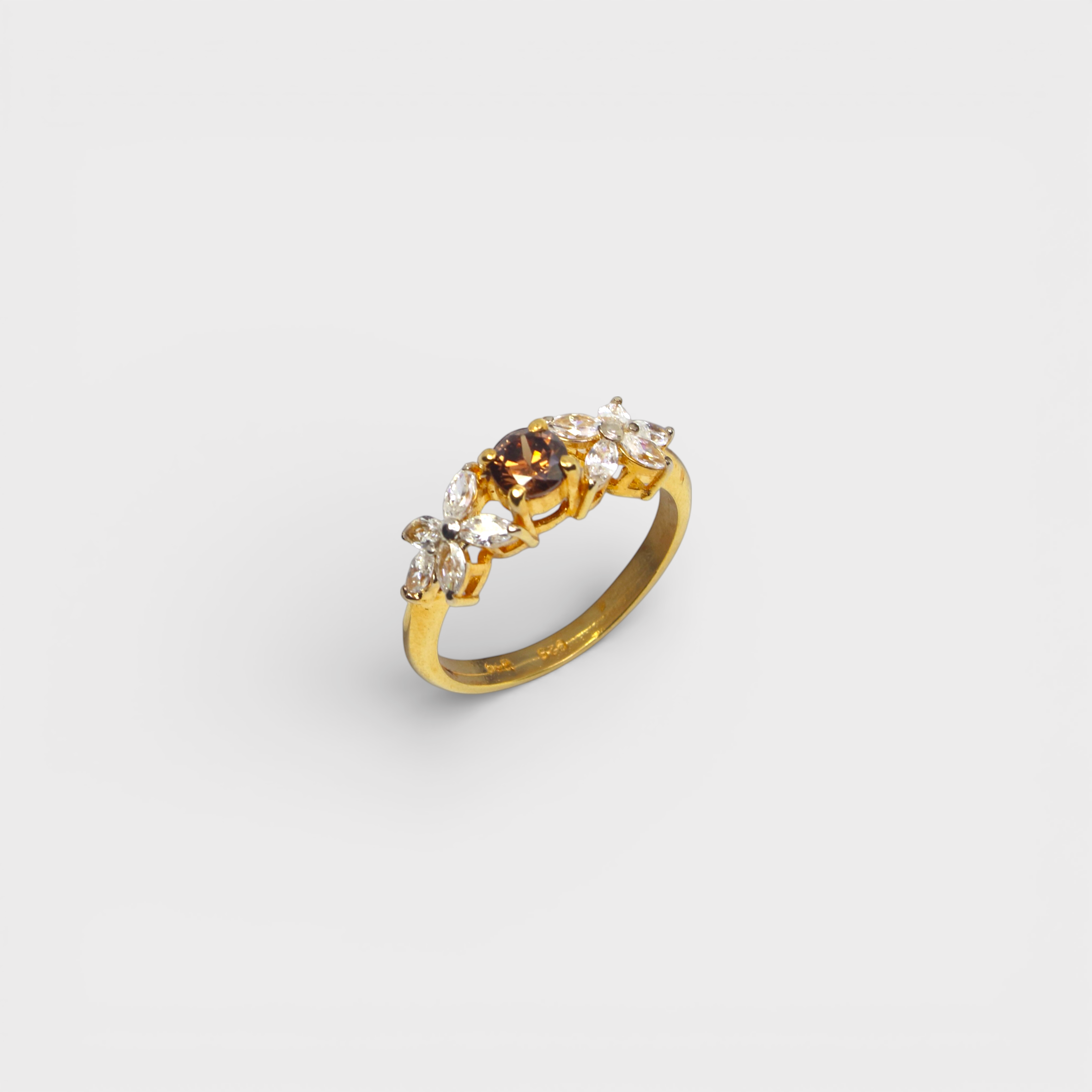 Champagne Zircon Flower Ring